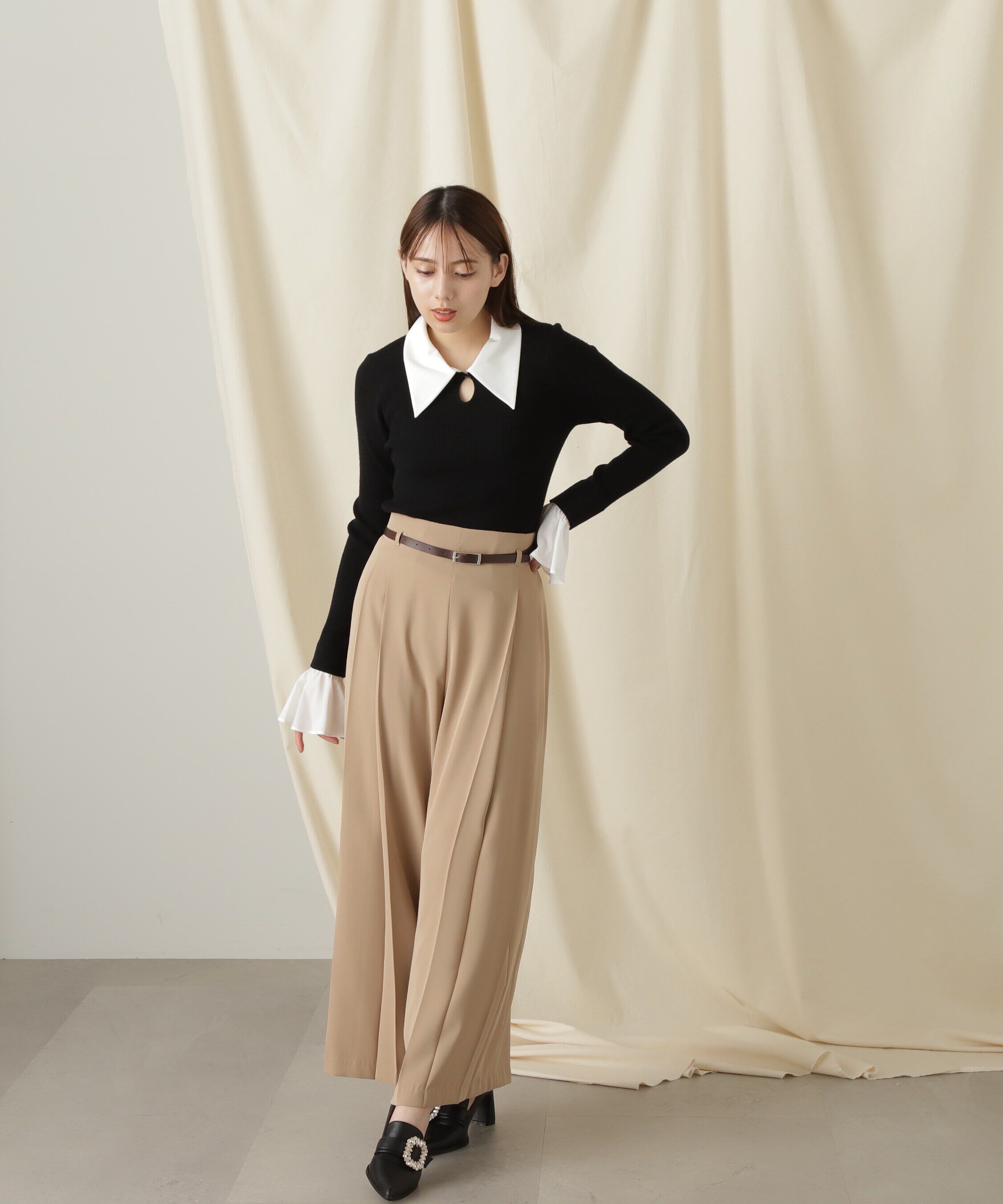  「ベルトツキプリーツパンツ」|その他|