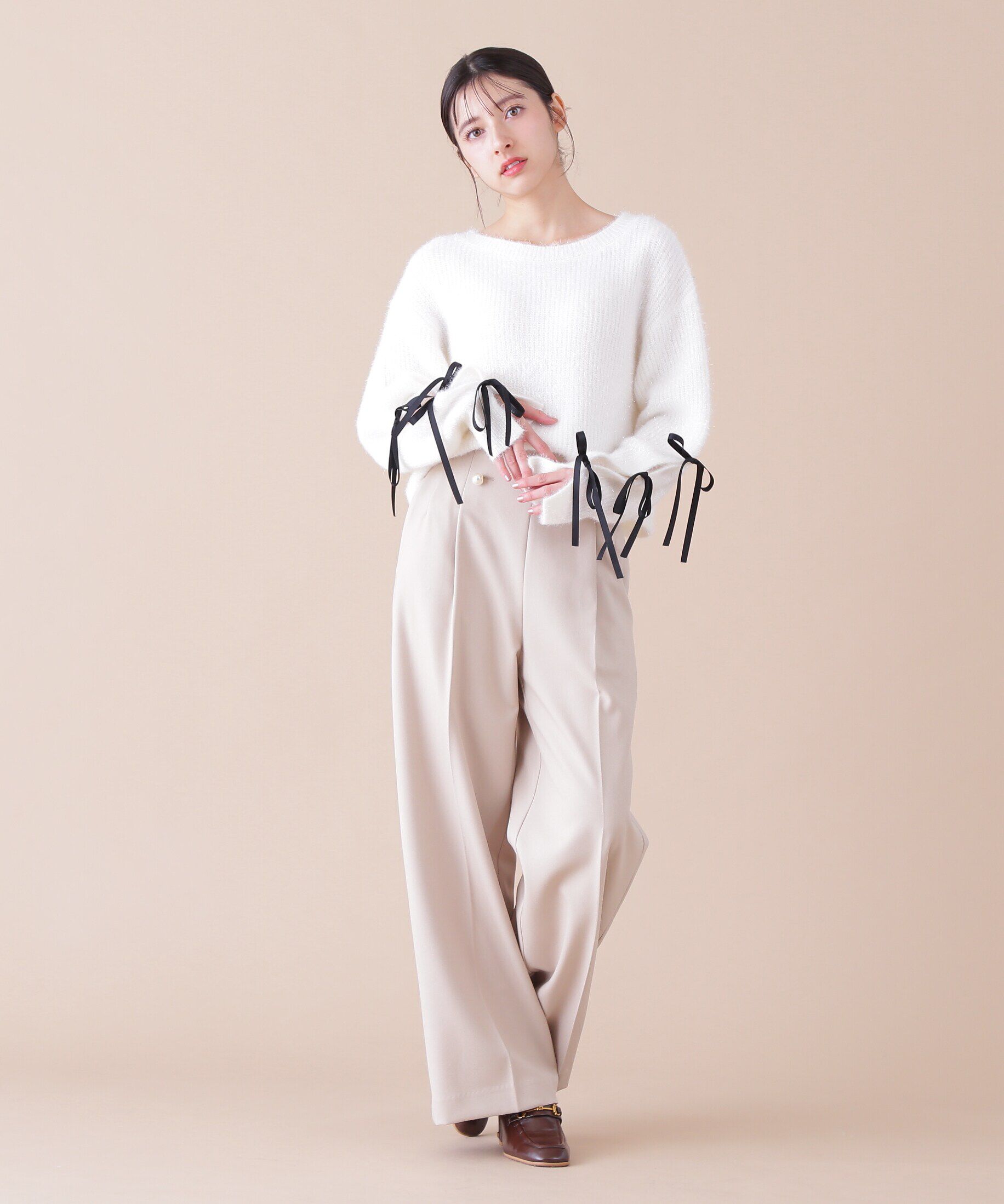  「パールボタンワイドパンツ」|その他|