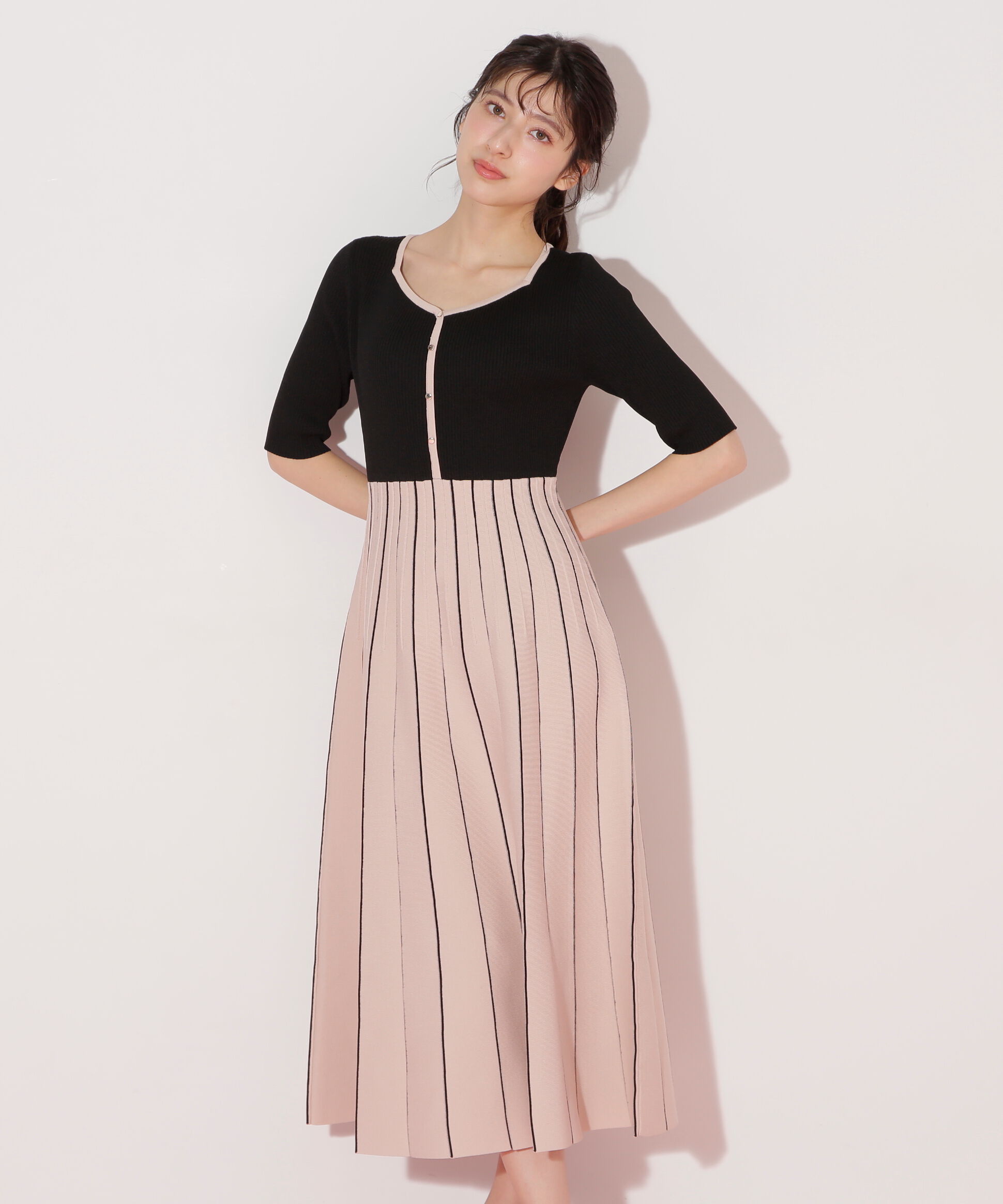  「プリーツニットワンピース」|ワンピース|