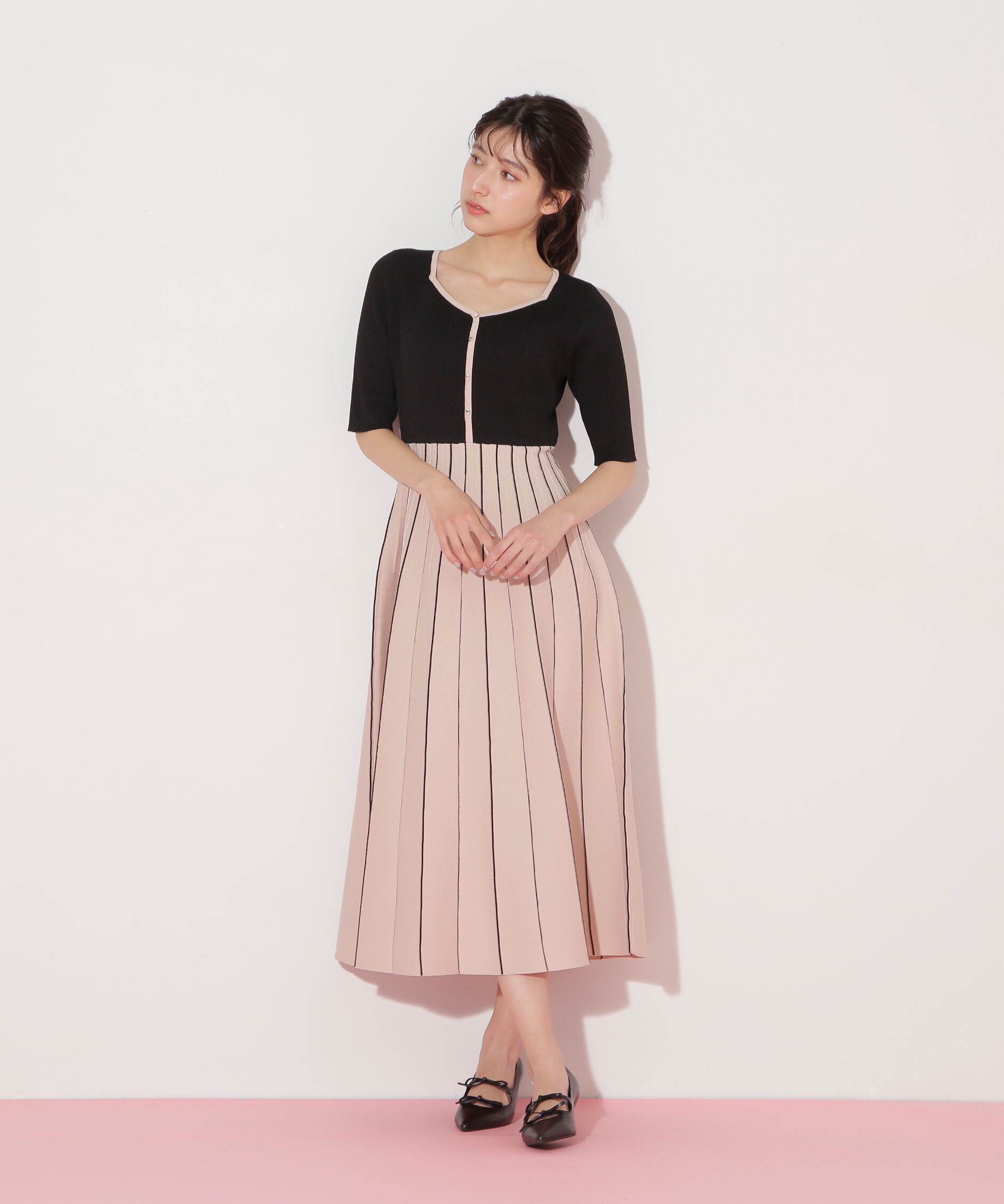  「プリーツニットワンピース」|ワンピース|