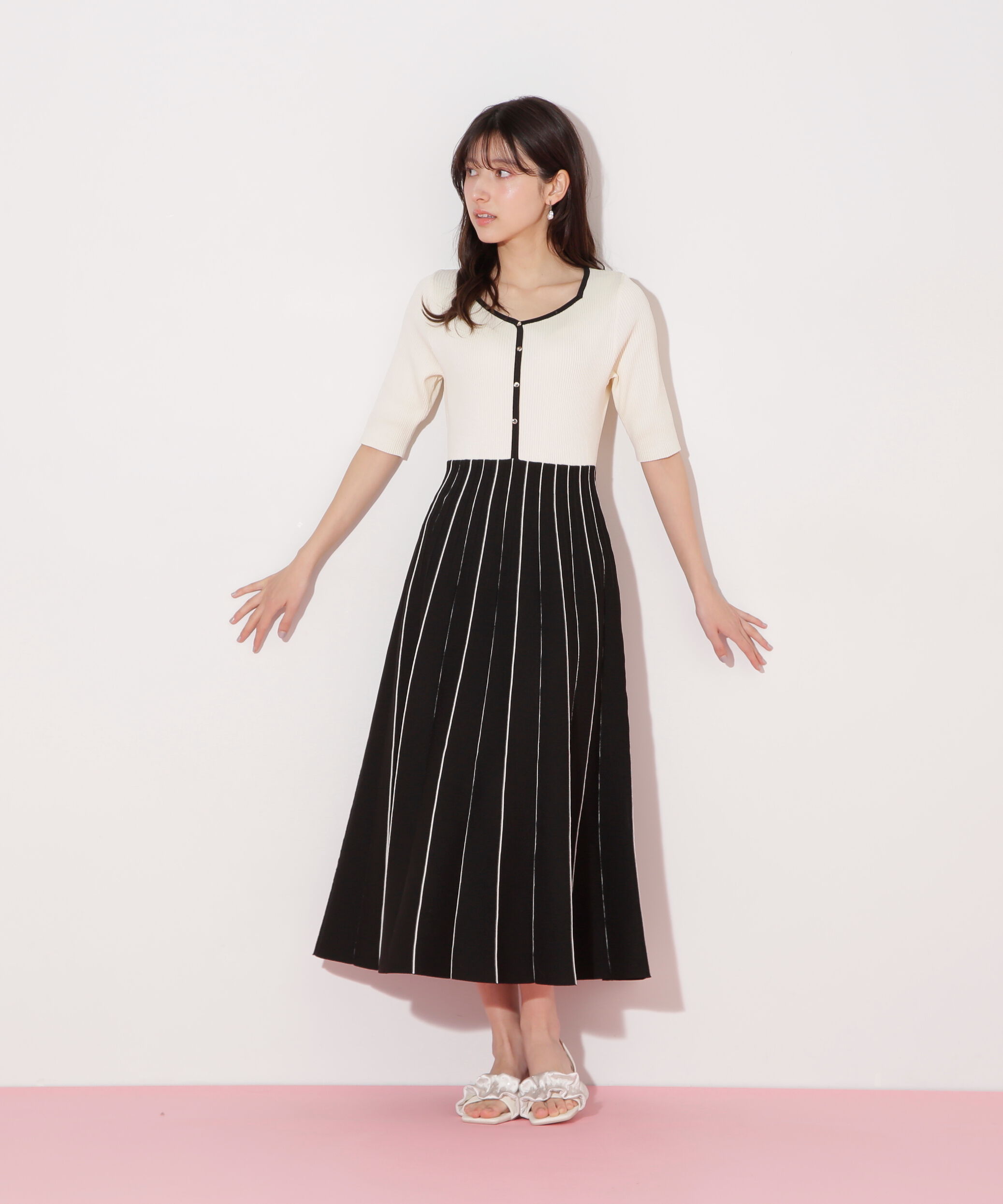  「プリーツニットワンピース」|ワンピース|