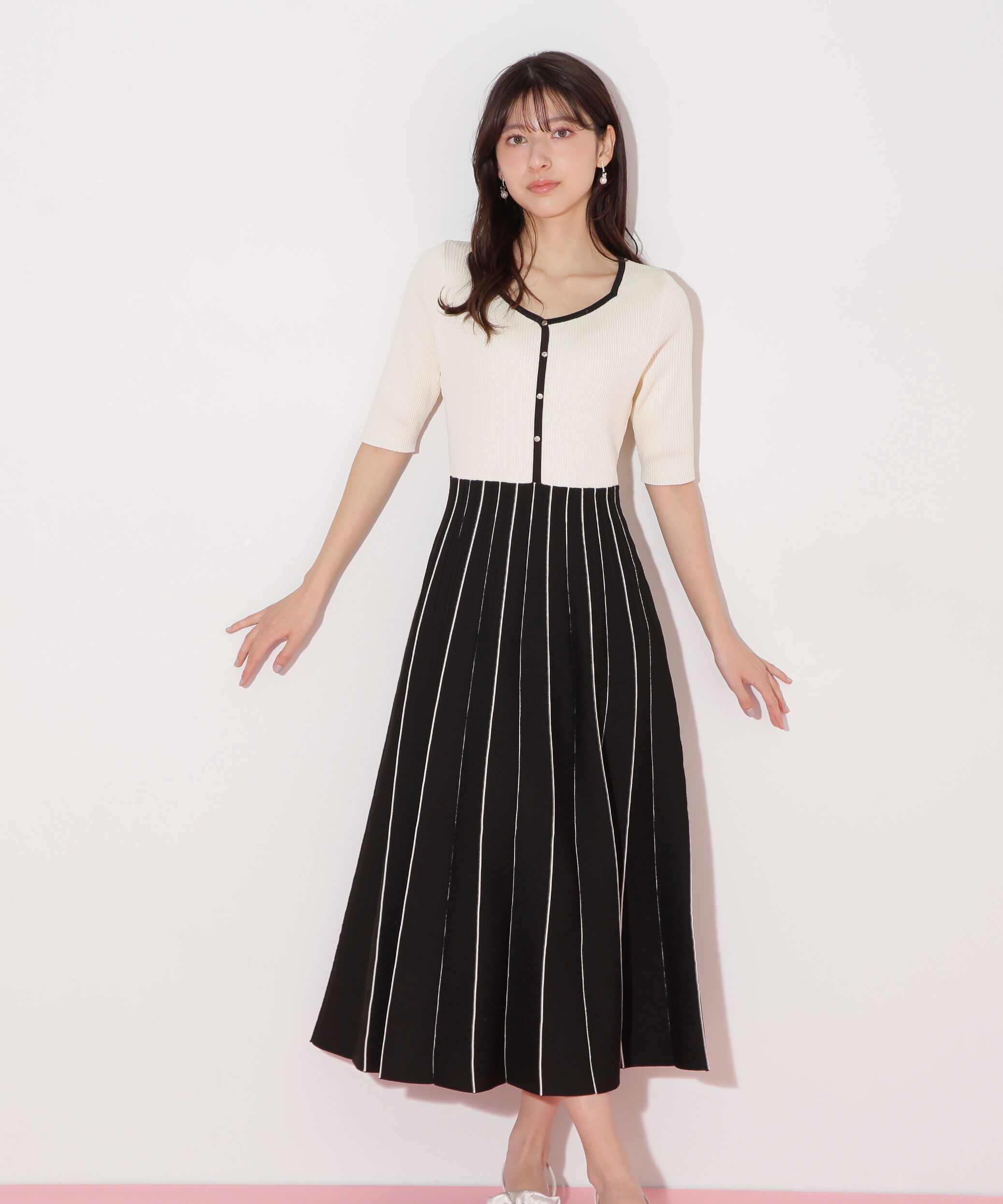  「プリーツニットワンピース」|ワンピース|