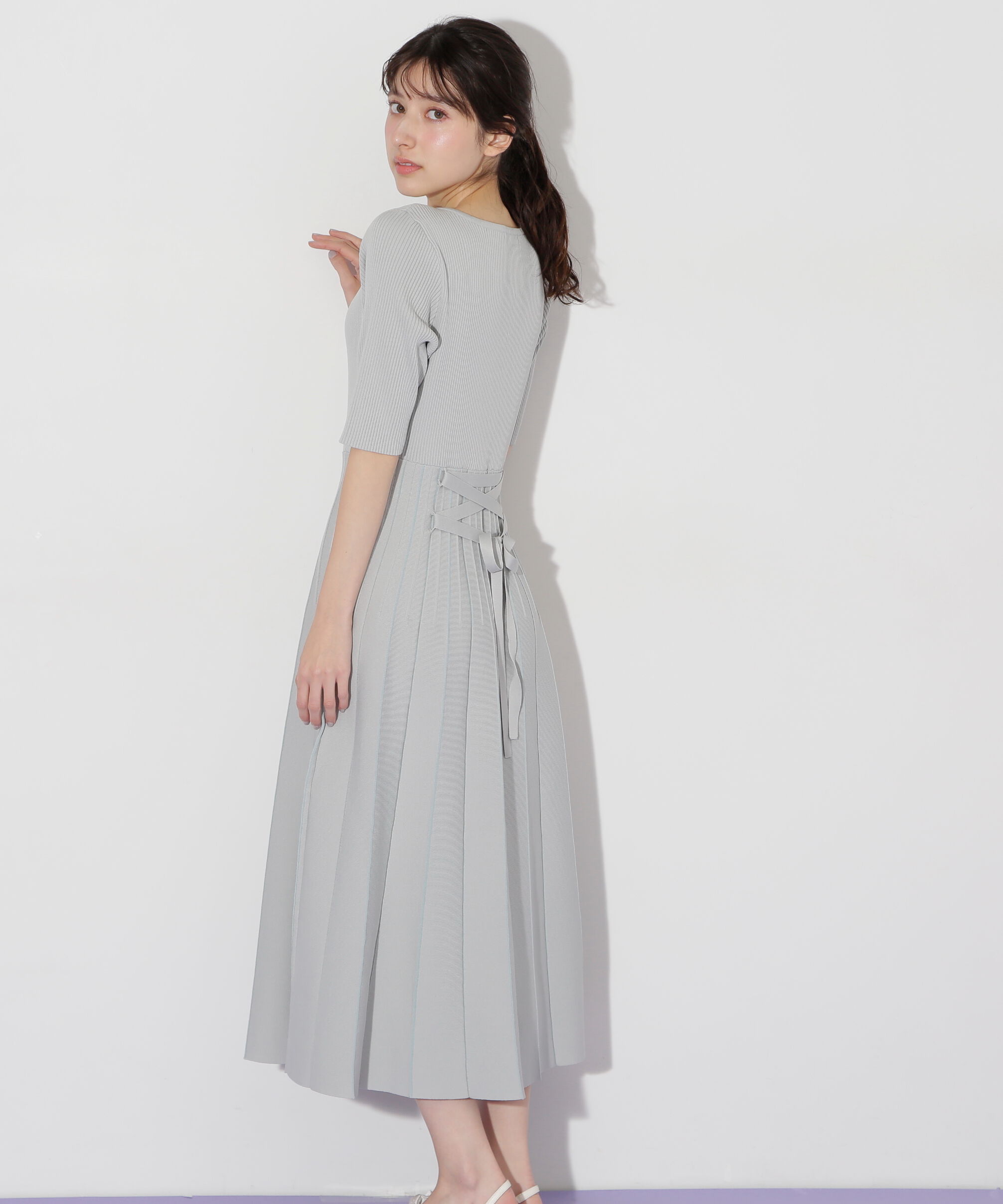  「プリーツニットワンピース」|ワンピース|