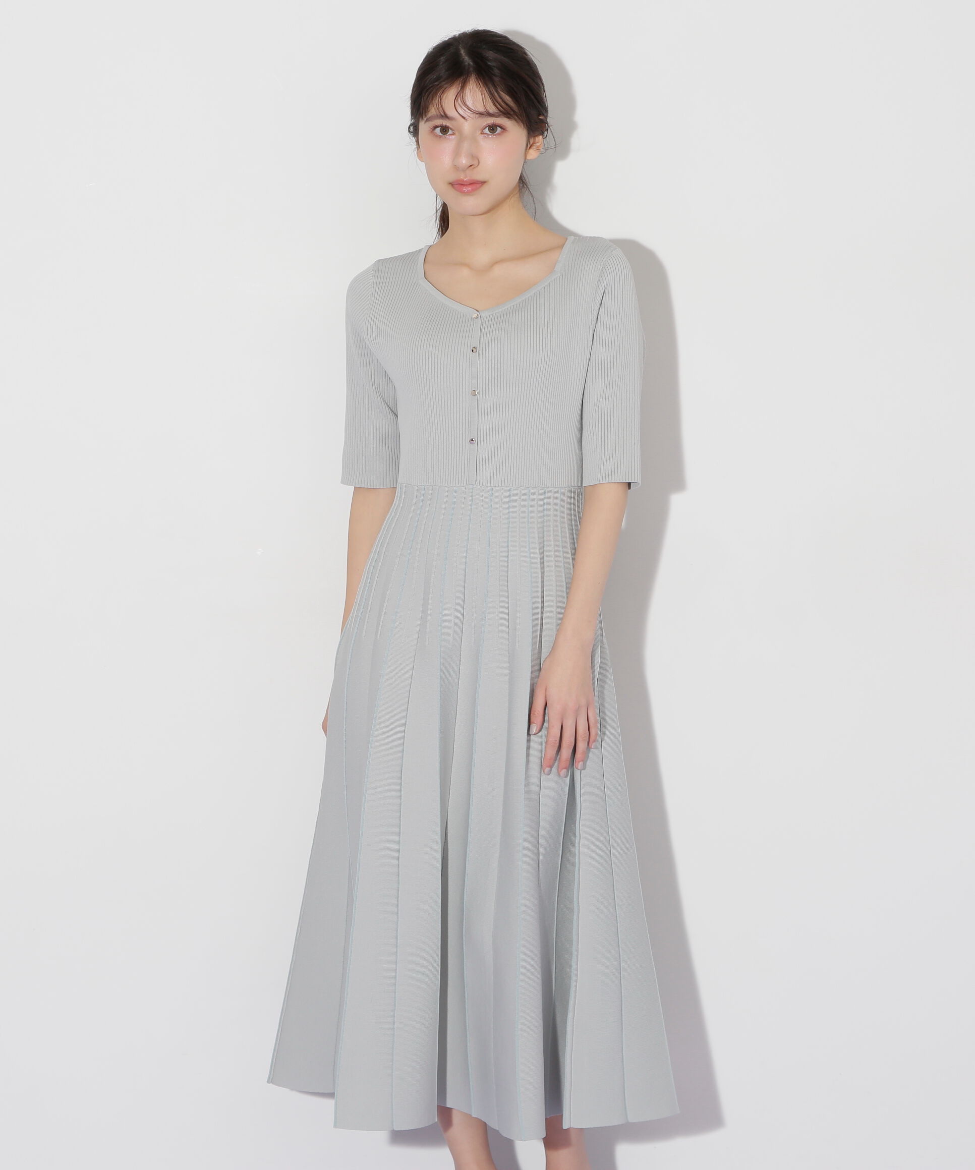  「プリーツニットワンピース」|ワンピース|