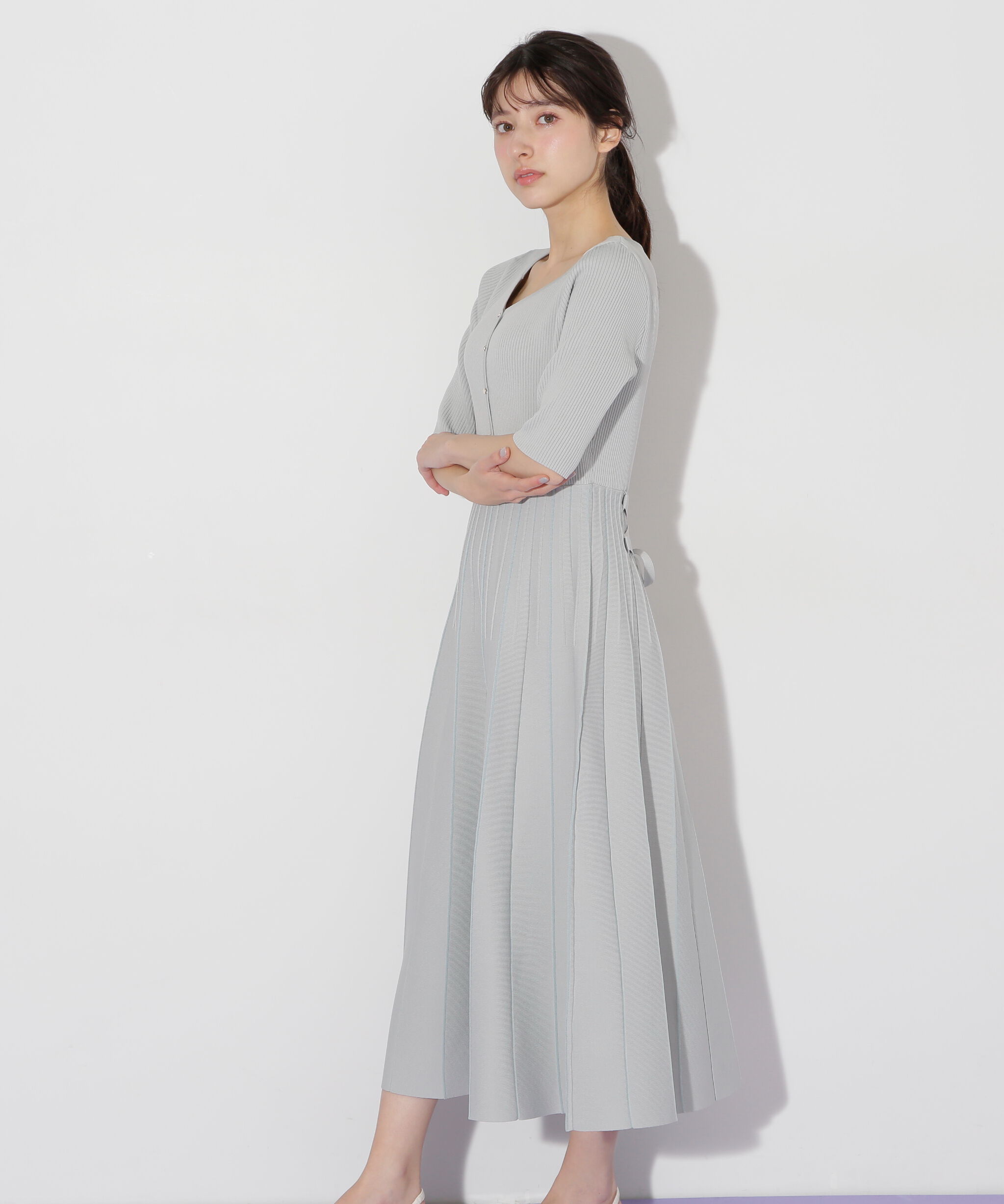  「プリーツニットワンピース」|ワンピース|