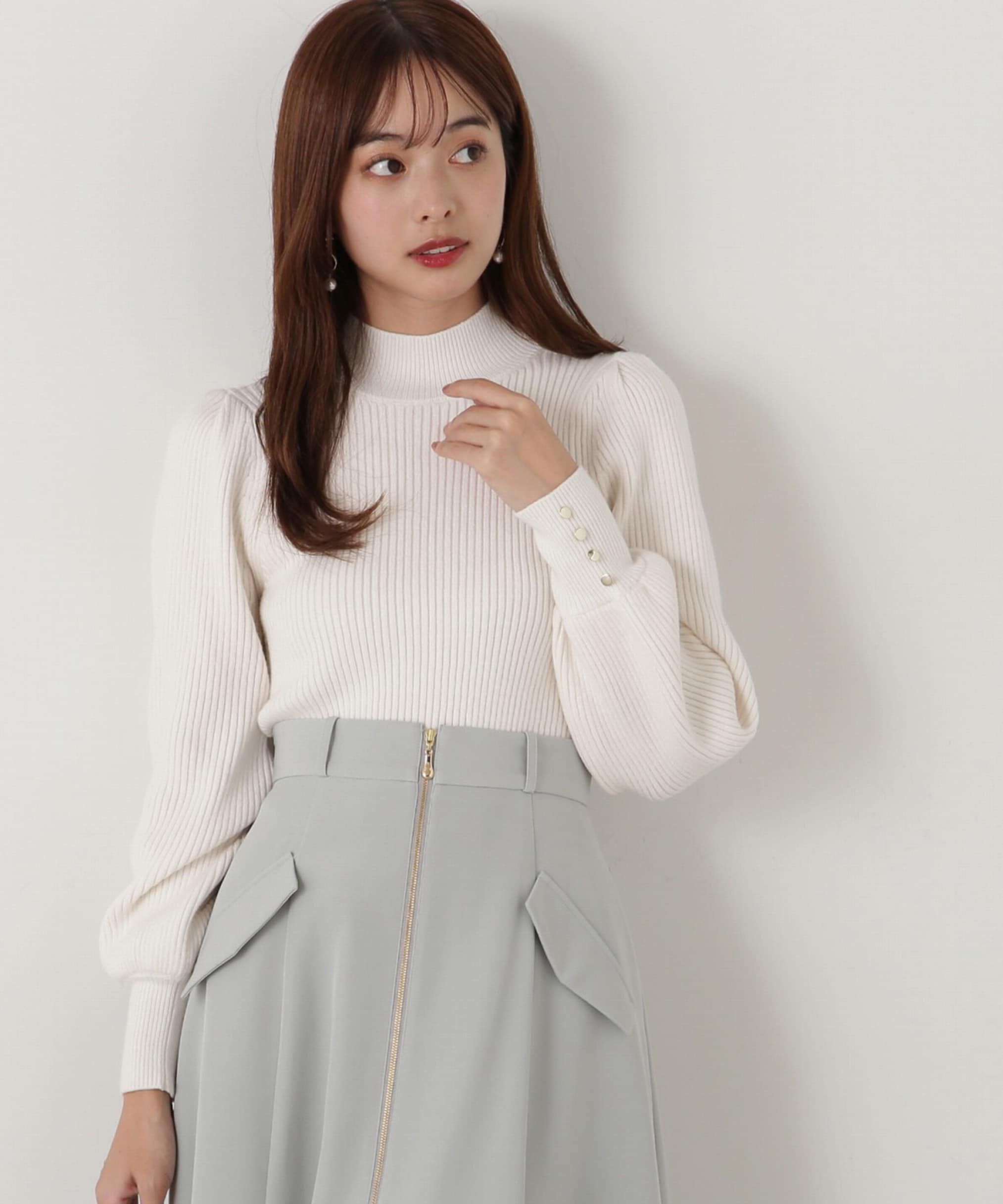 PROPORTION BODY DRESSING「ハイネックボリュームスリーブニット」|ニット・セーター|ホワイト