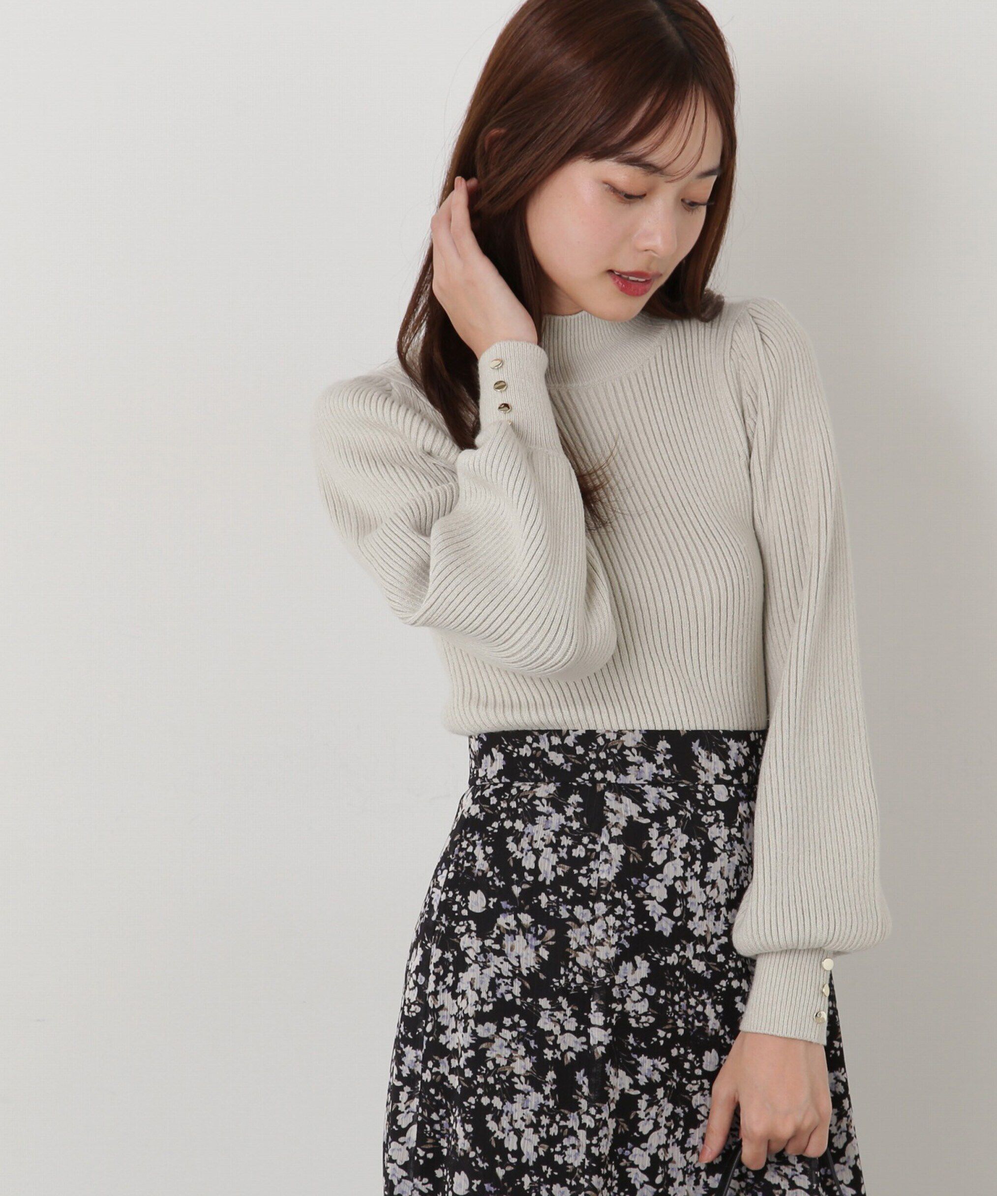 PROPORTION BODY DRESSING「ハイネックボリュームスリーブニット」|ニット・セーター|ライトグリー