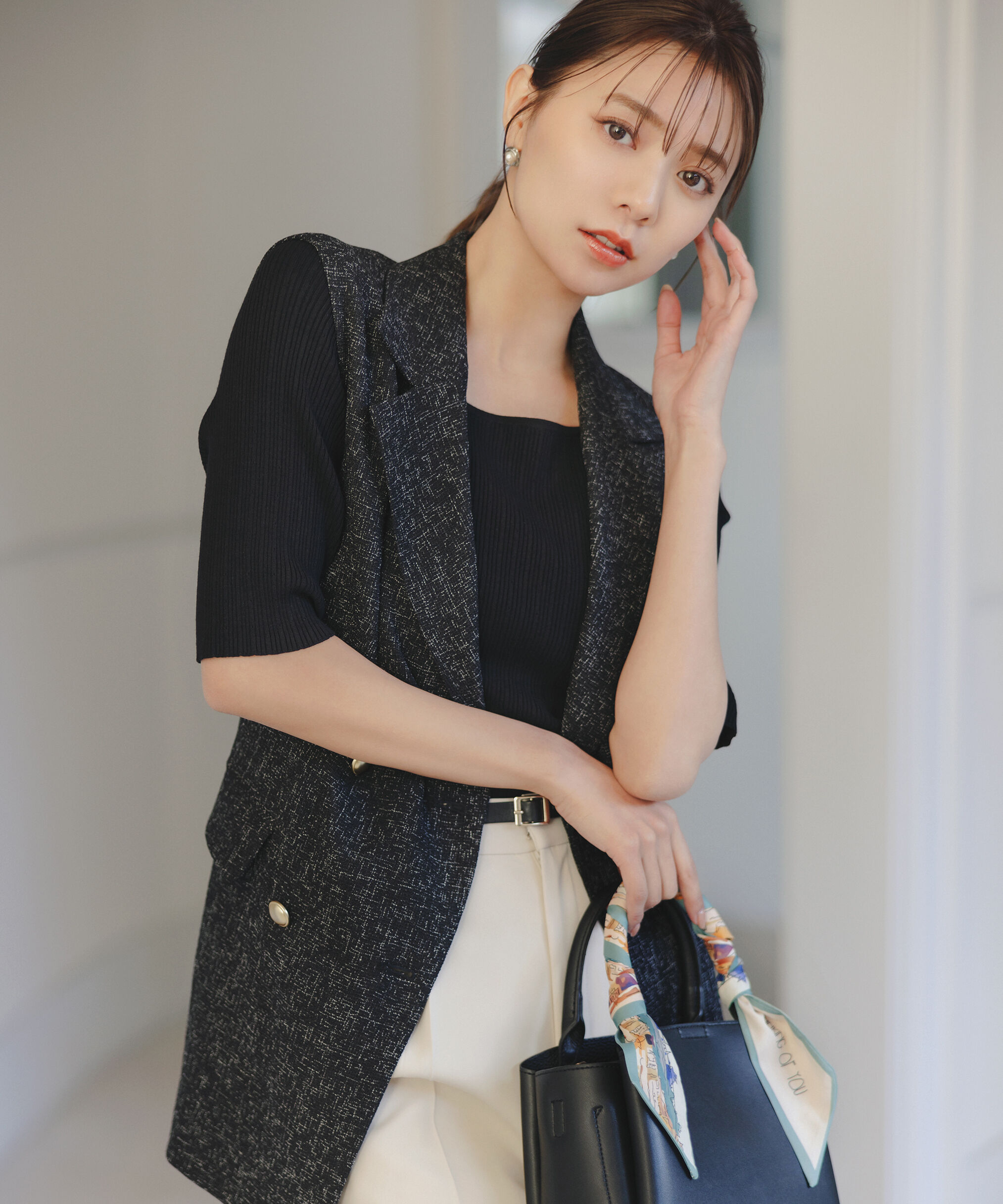 PROPORTION BODY DRESSING「ベルト付きジレ」|ブルゾン・スタジャン|ブラックミッ 1