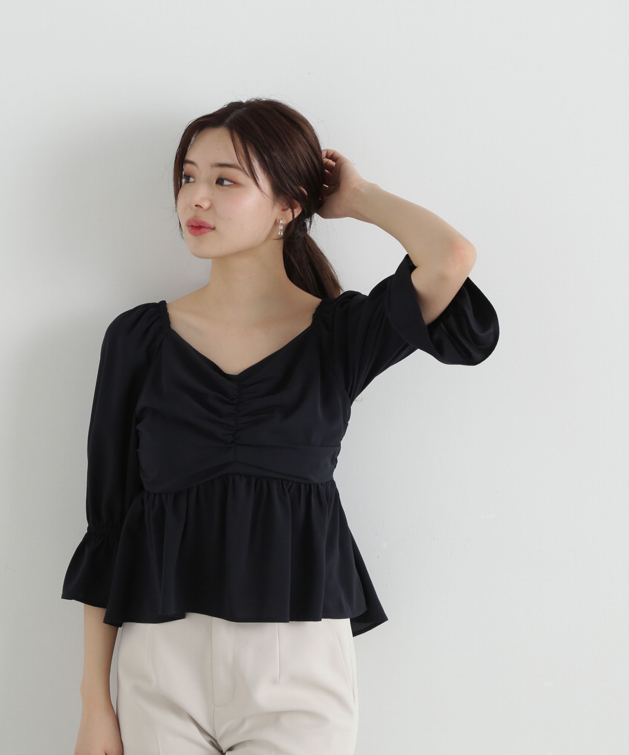 PROPORTION BODY DRESSING「2wayフロントギャザーブラウス」|シャツ・ブラウス|ネイビー