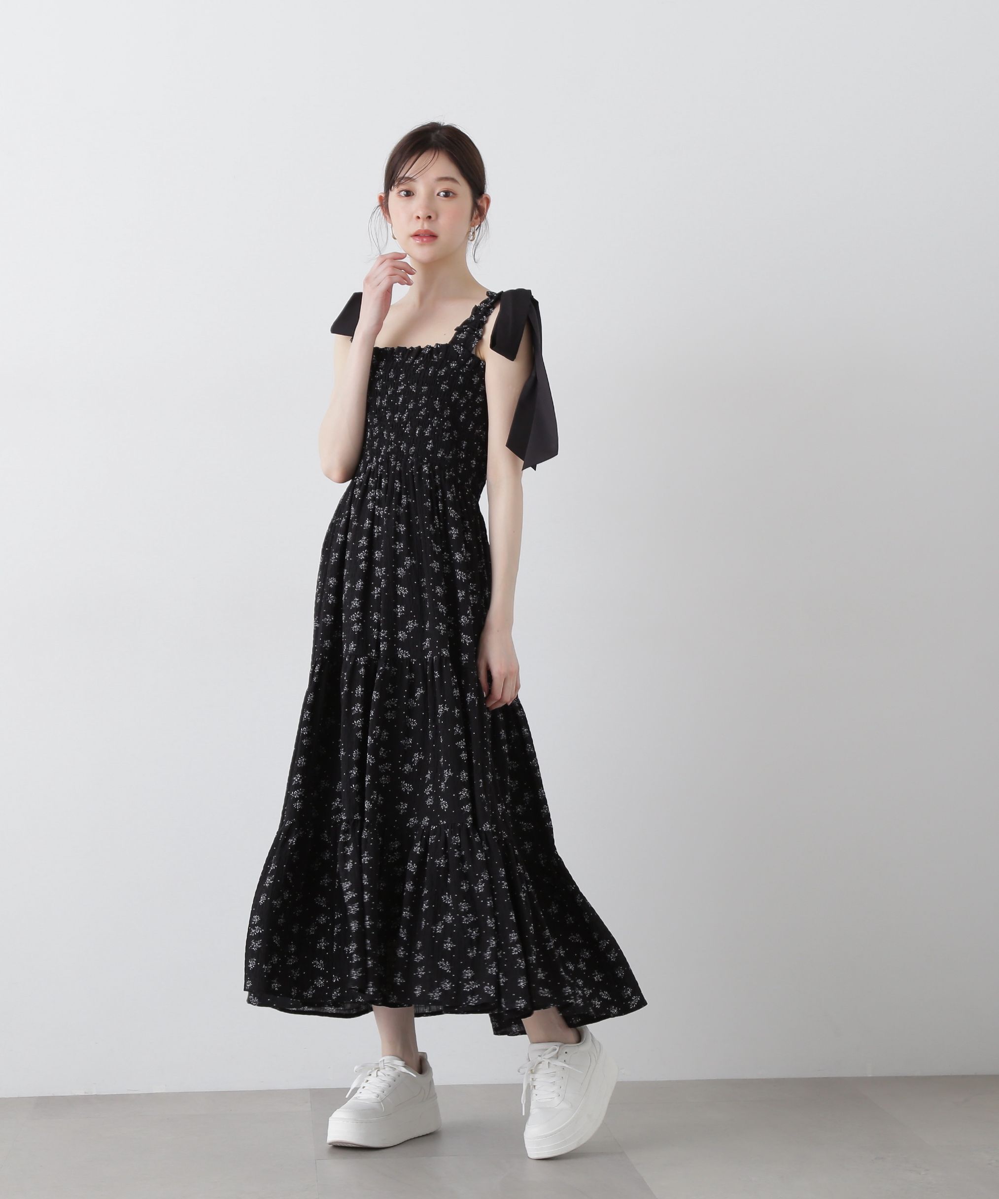 PROPORTION BODY DRESSING「《EDIT COLOGNE》小花柄ティアードワンピース」|ワンピース|ブラック
