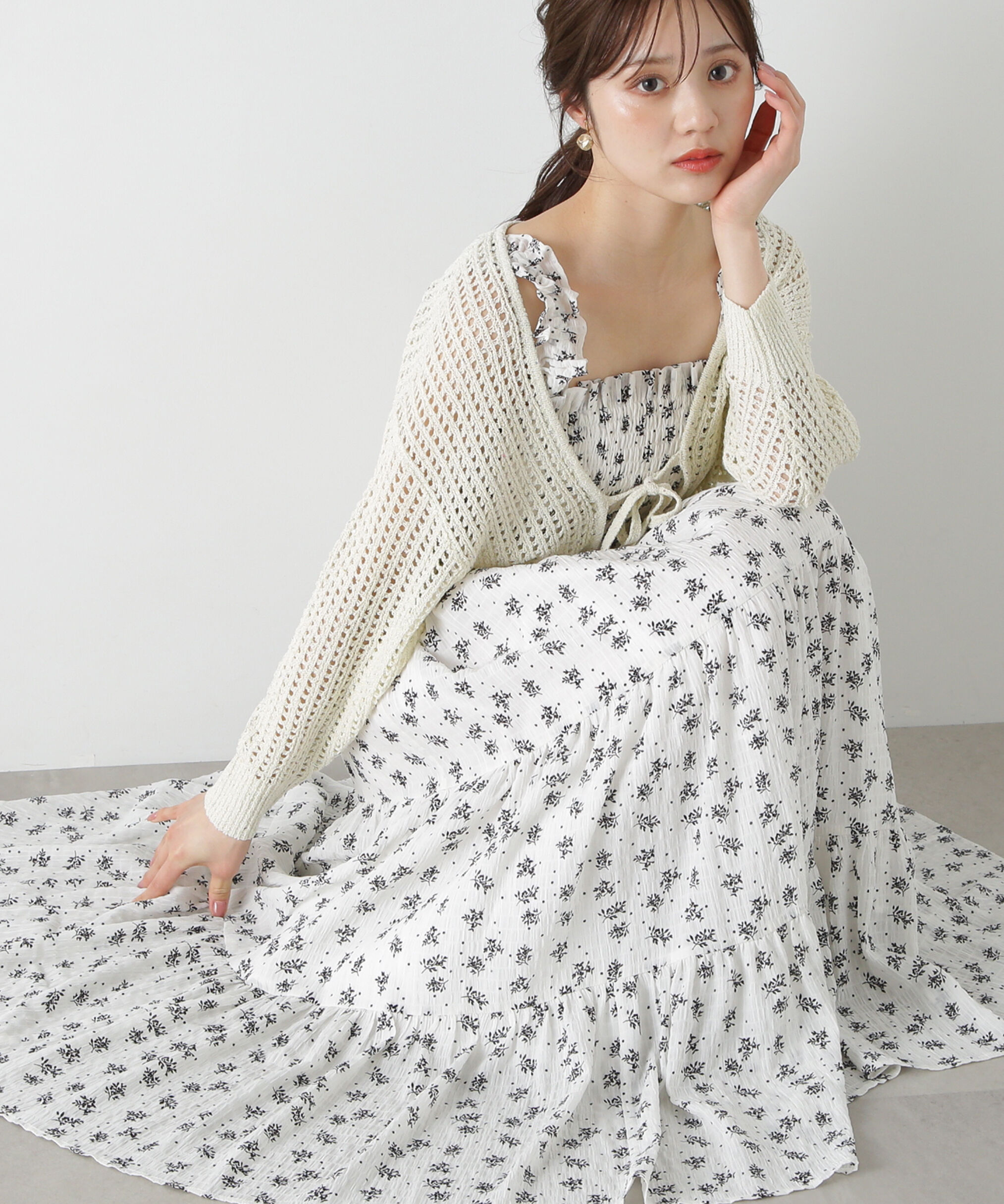 PROPORTION BODY DRESSING「《EDIT COLOGNE》小花柄ティアードワンピース」|ワンピース|ホワイト