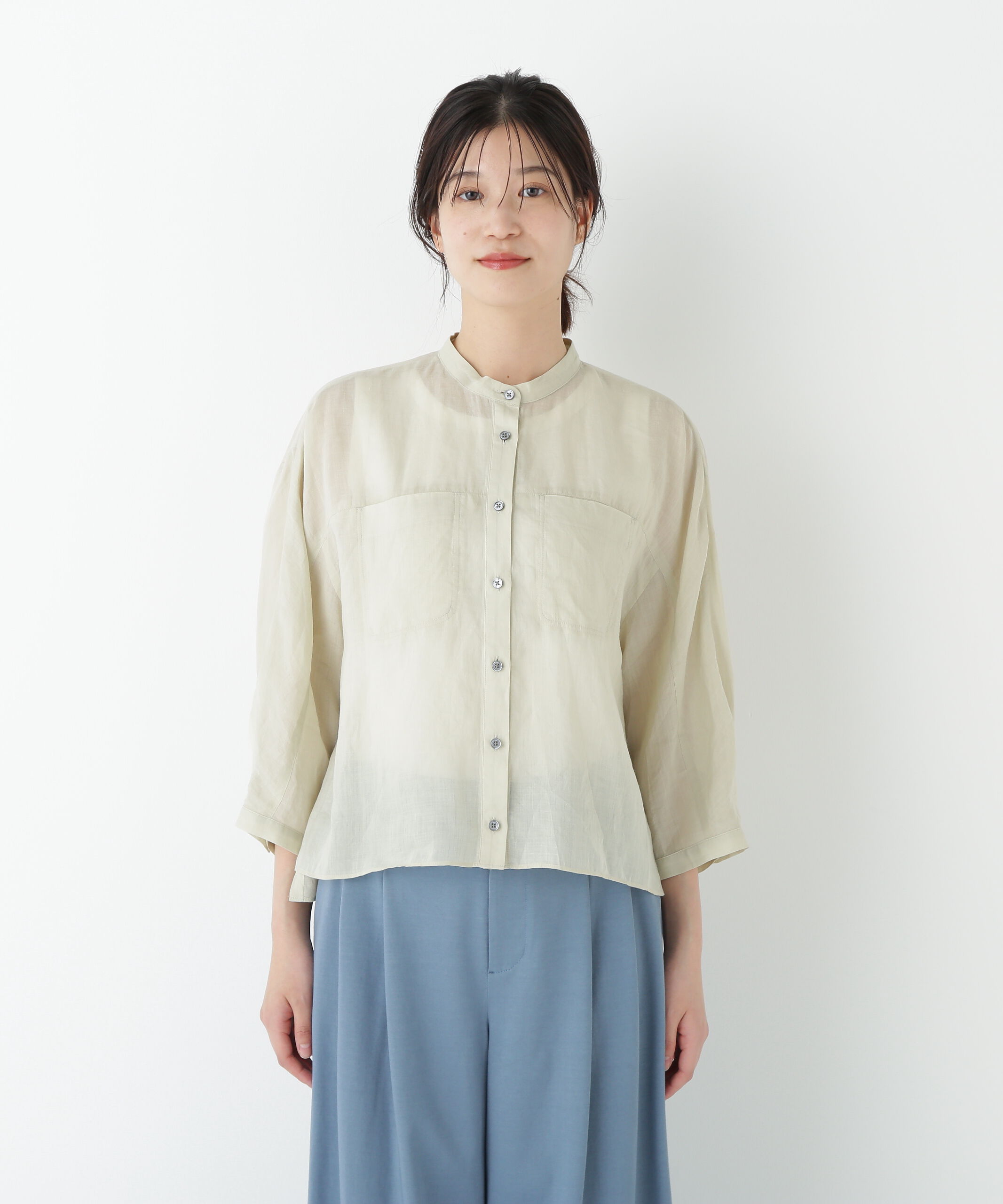  「◆ラミーバンドカラーシャツブラウス」|シャツ・ブラウス|