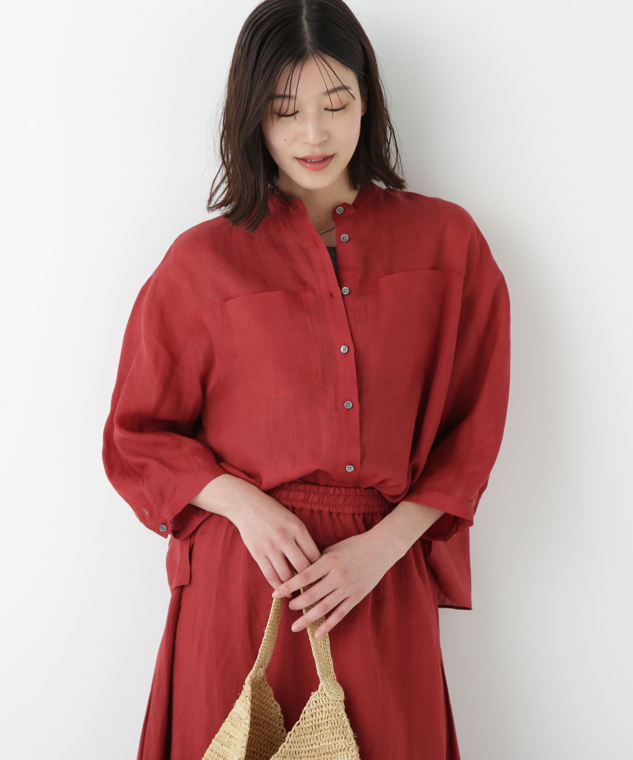  「◆ラミーバンドカラーシャツブラウス」|シャツ・ブラウス|レッドブラウ
