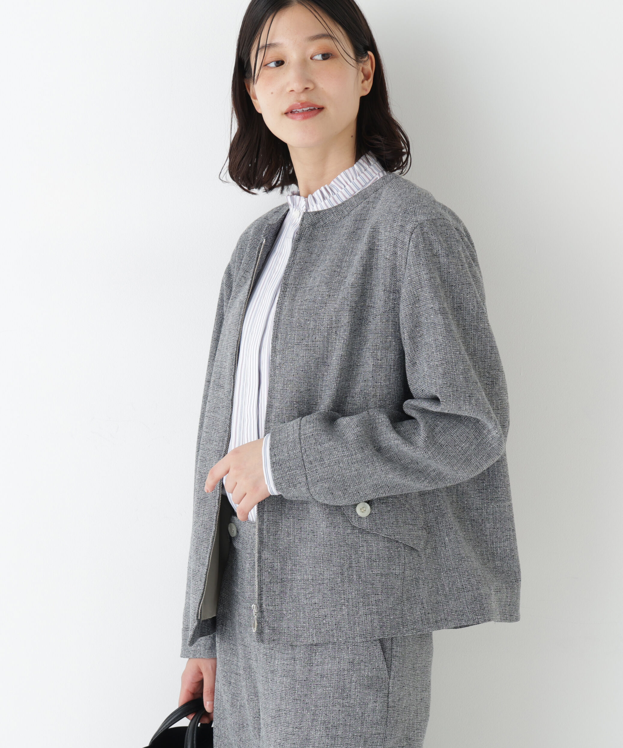  「◆リングツィードノーカラーブルゾン」|ブルゾン・スタジャン|