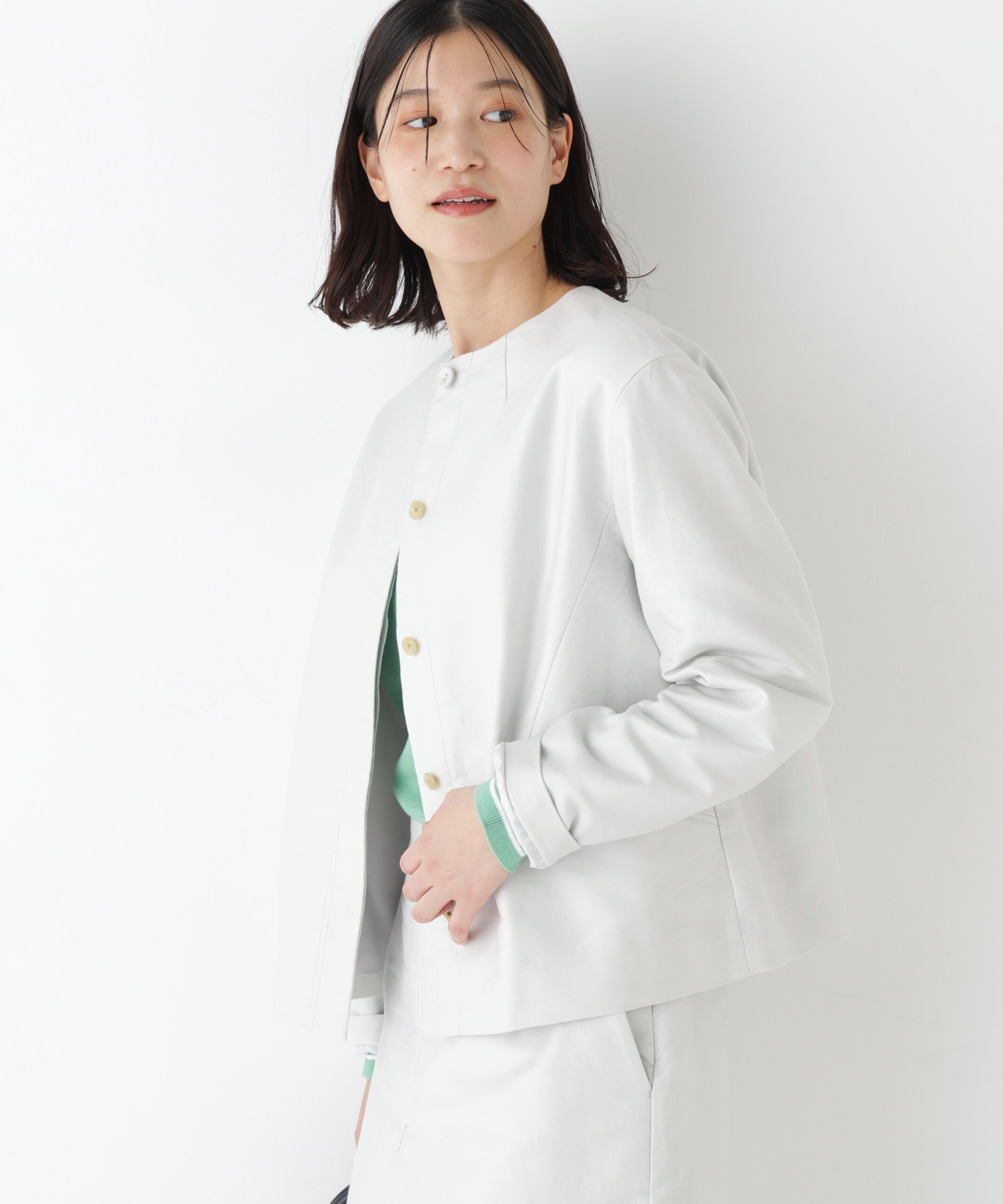  「◆ライトモールスキンノーカラージャケット」|ブルゾン・スタジャン|