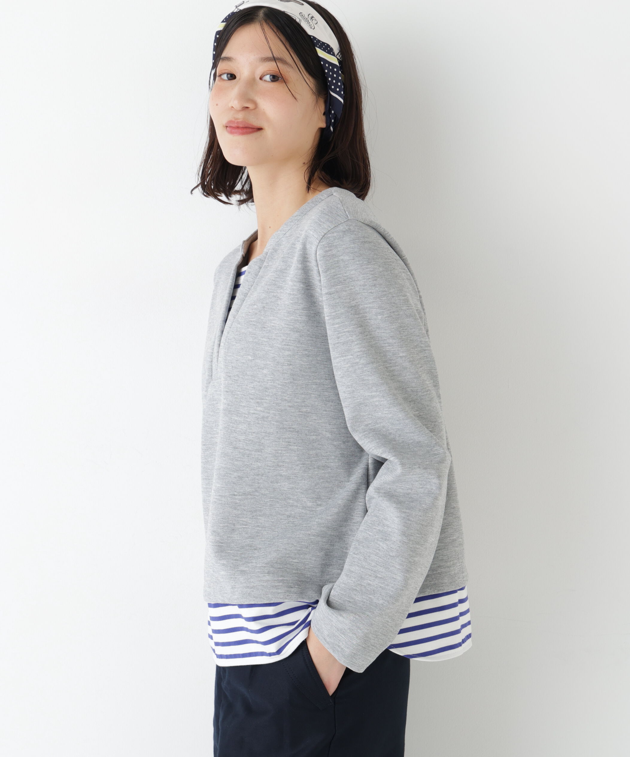  「◆ボーダー重ね着風ＰＯ」|Tシャツ・カットソー|