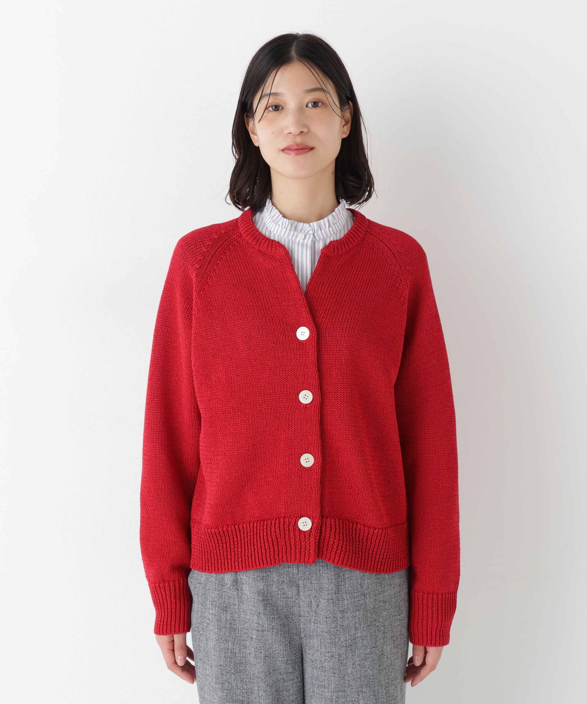  「◆ギマコットンキーネックカーディガン」|ニット・セーター|