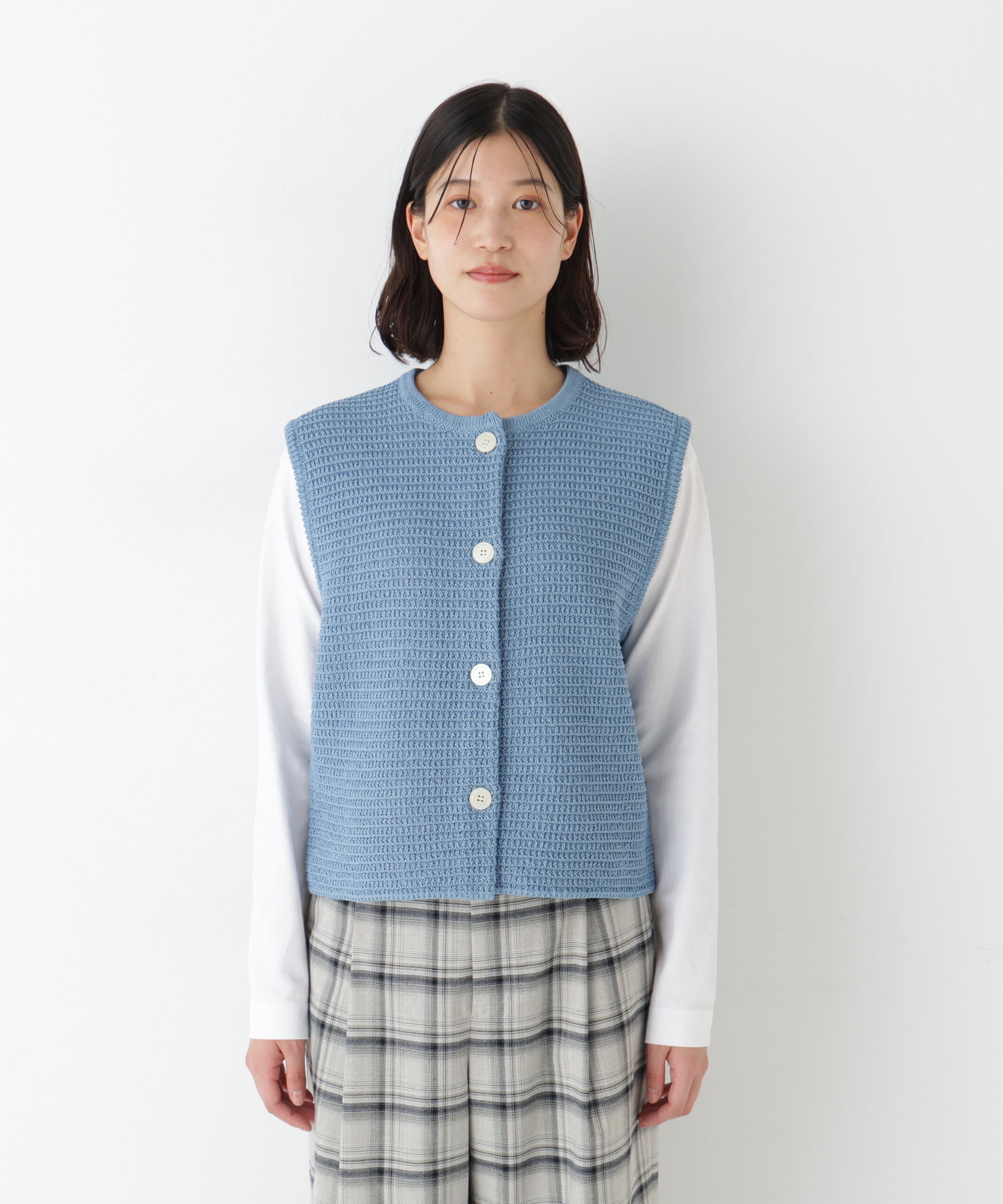  「◆ギマコットン地柄ベスト」|ニット・セーター|