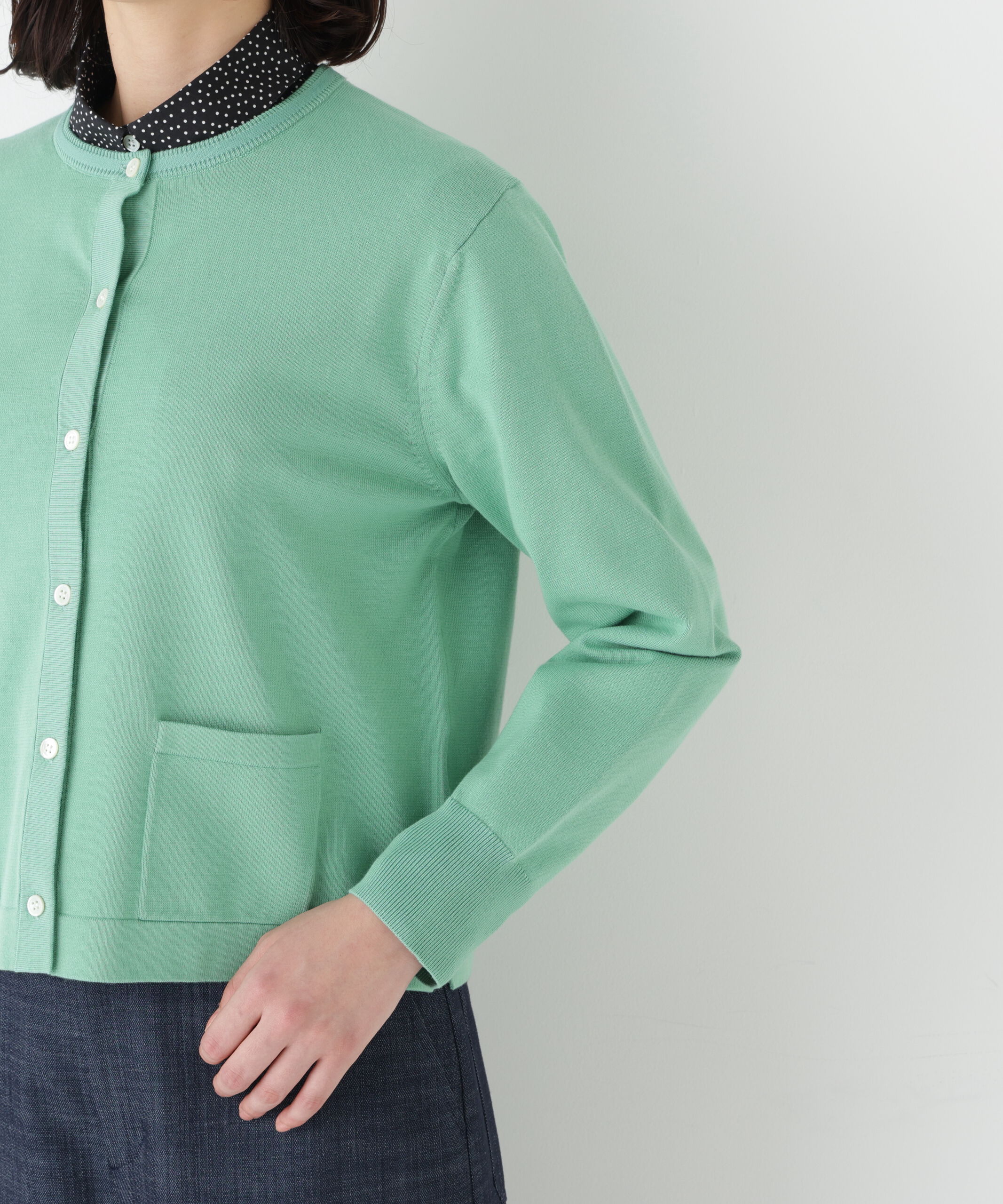  「◆オーガニックコットン混プレーティングライン入カーディガン」|ニット・セーター|