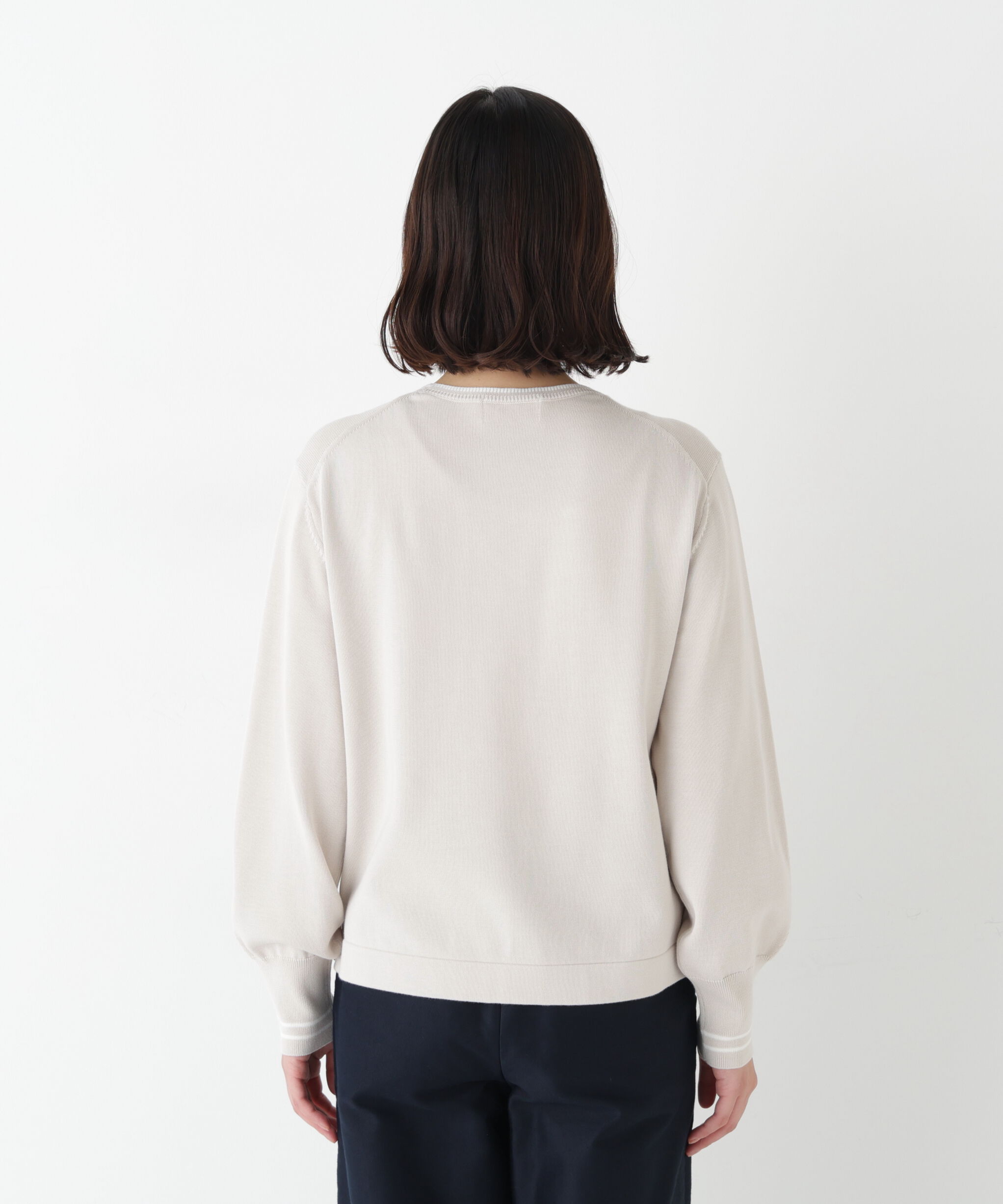  「◆オーガニックコットン混ライン入プルオーバー」|ニット・セーター|