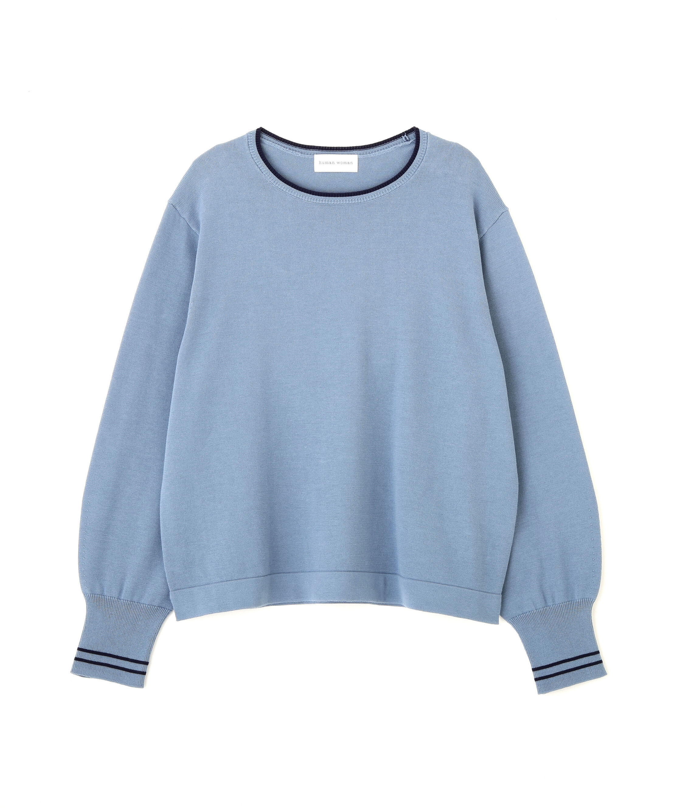  「◆オーガニックコットン混ライン入プルオーバー」|ニット・セーター|