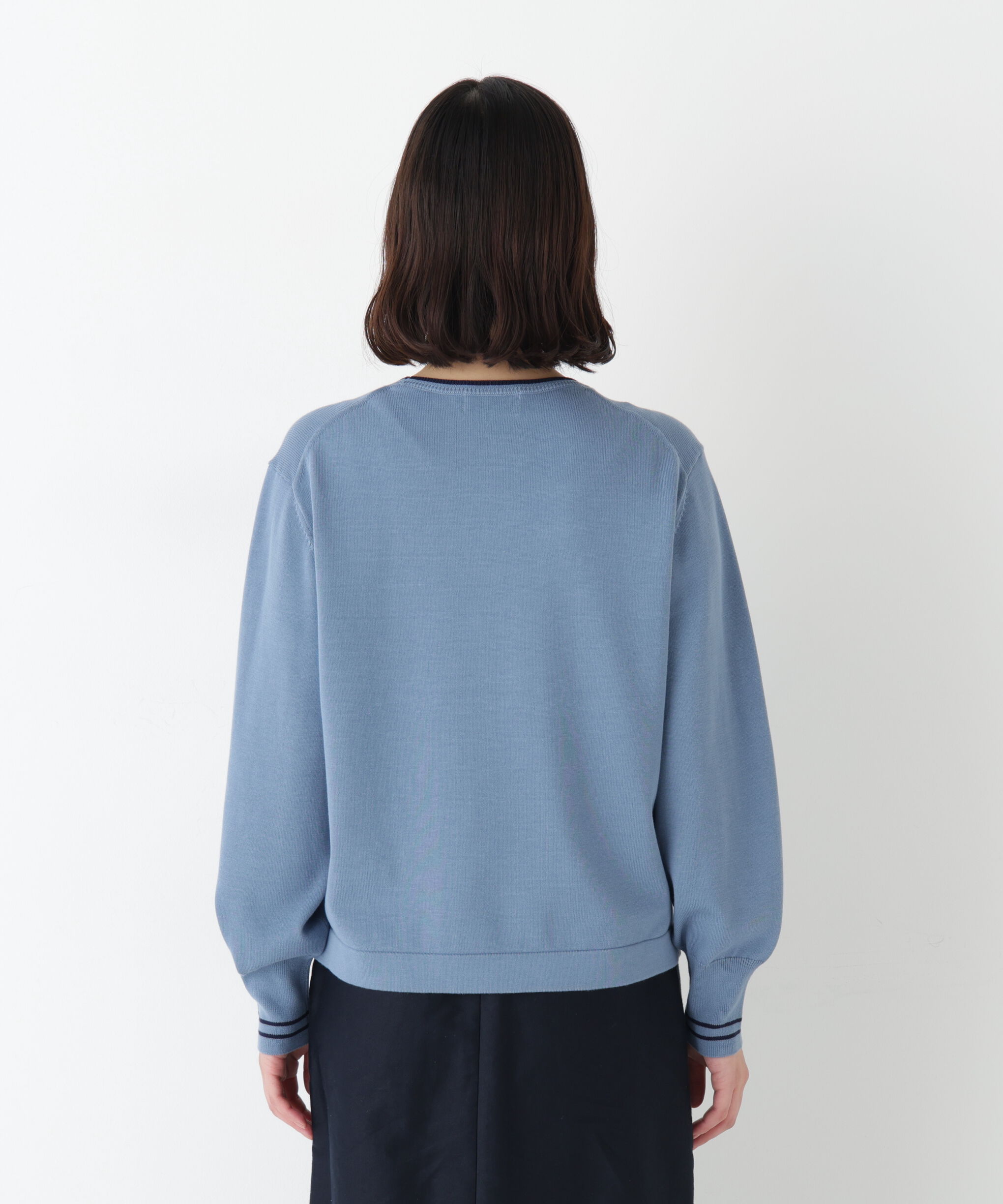  「◆オーガニックコットン混ライン入プルオーバー」|ニット・セーター|