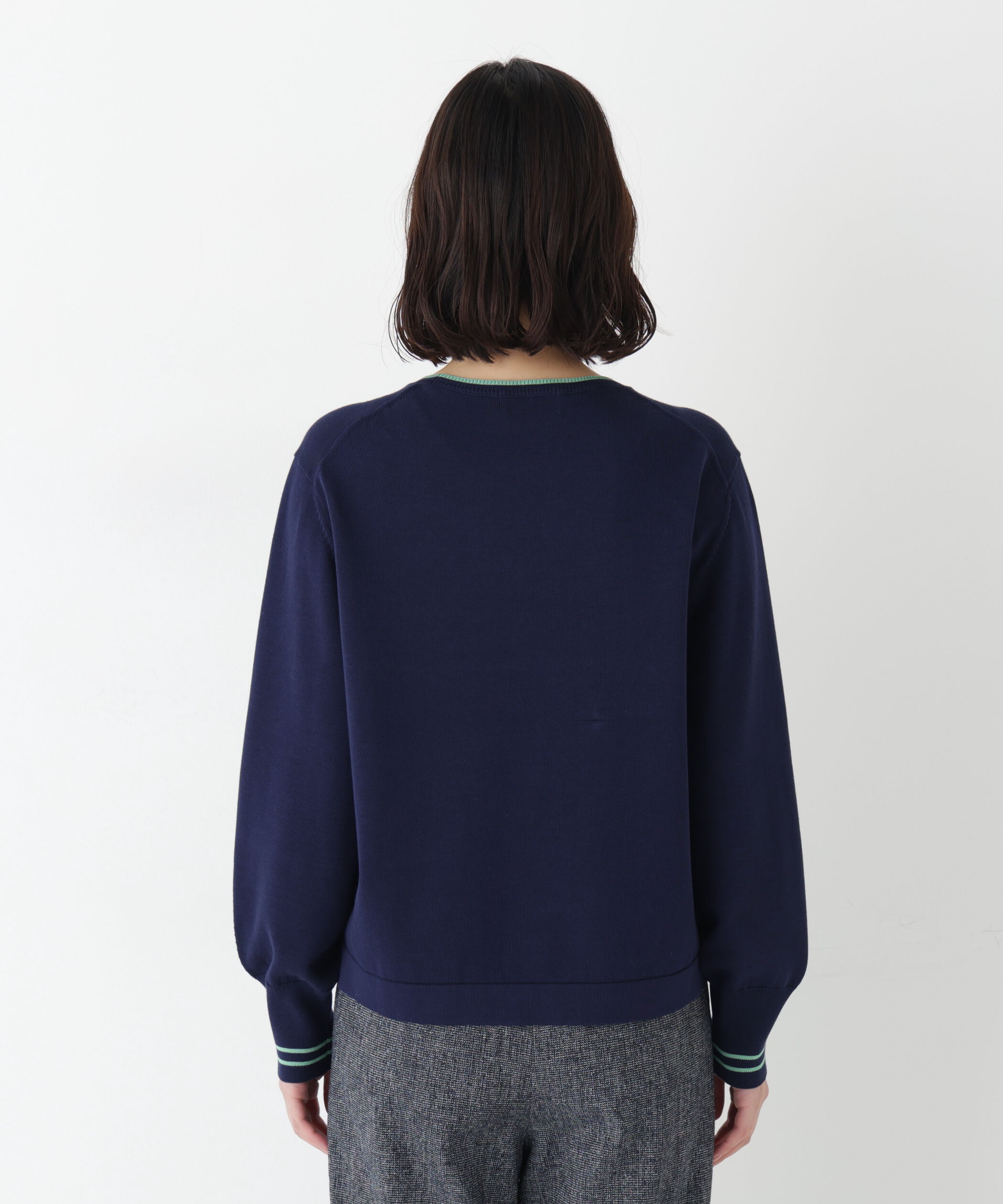  「◆オーガニックコットン混ライン入プルオーバー」|ニット・セーター|