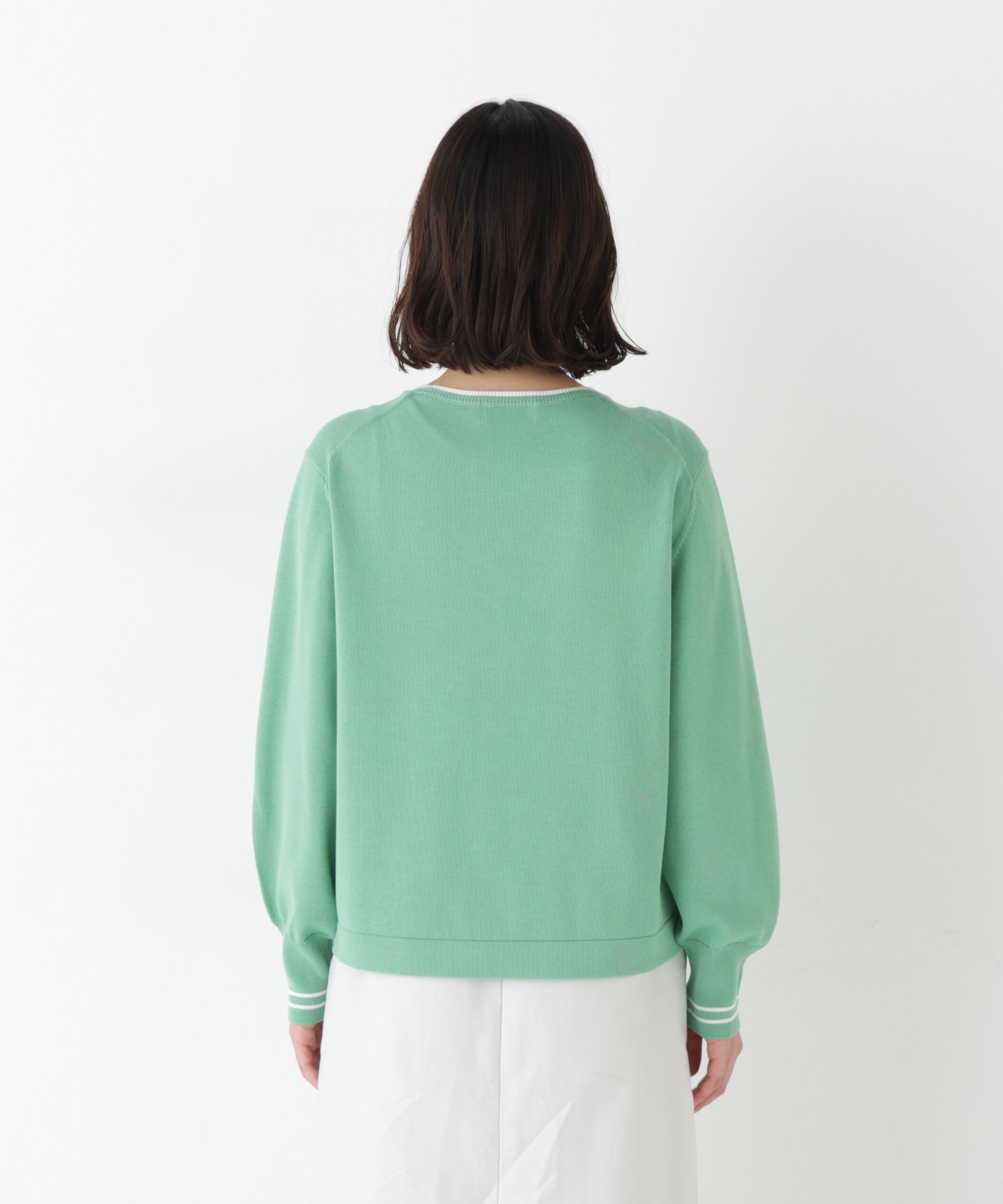  「◆オーガニックコットン混ライン入プルオーバー」|ニット・セーター|