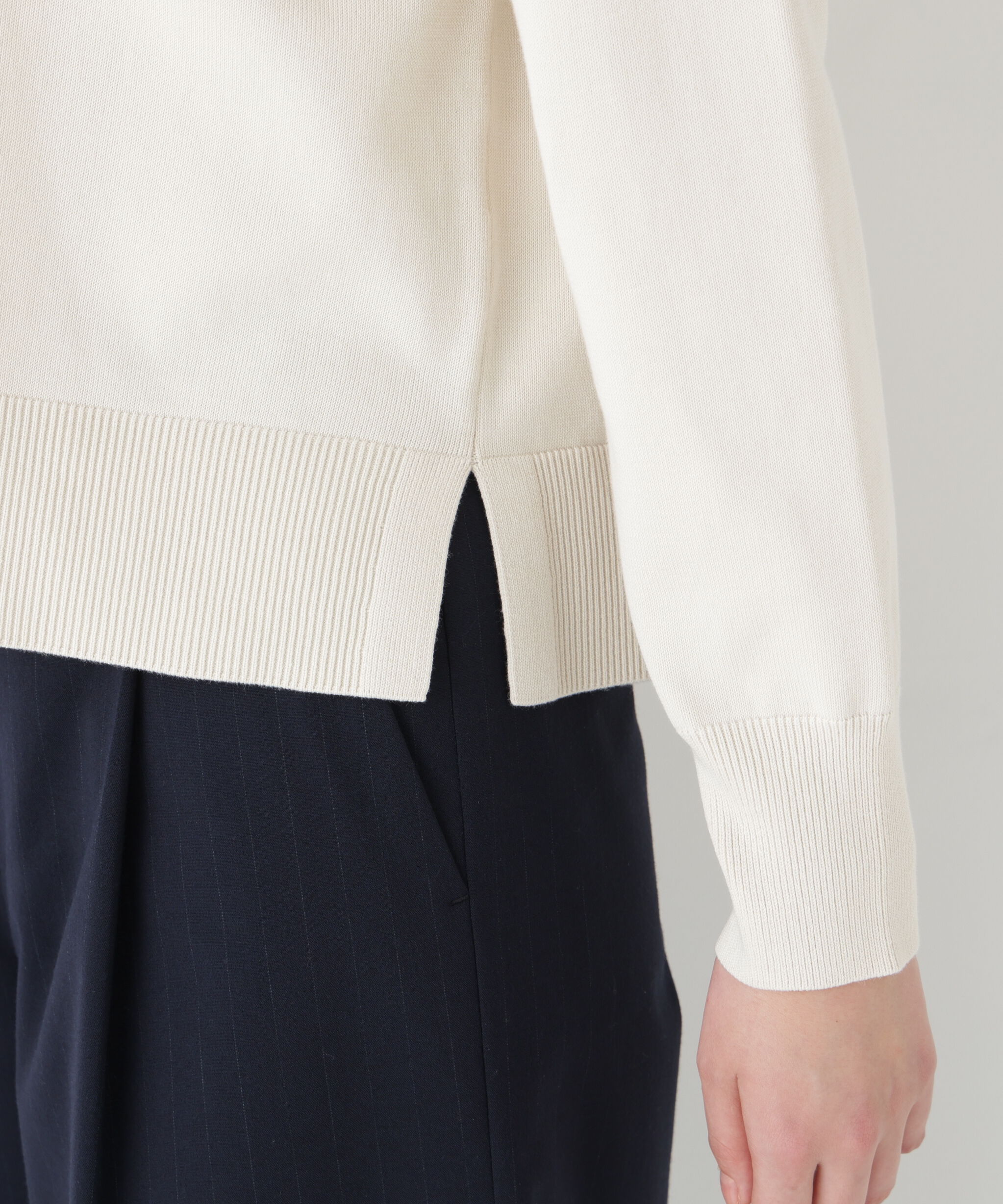  「◆オーガニックコットン混プレーティング前立フリルプルオーバー」|ニット・セーター|