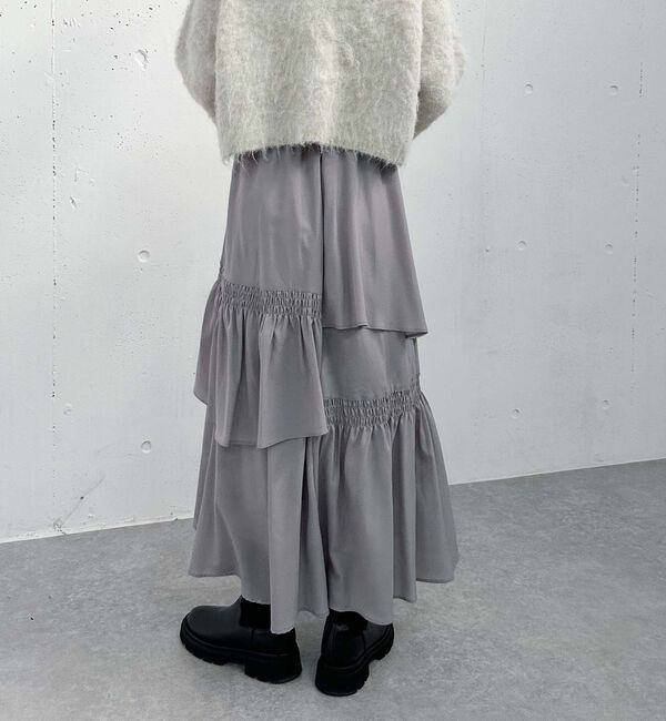 archives「マットサテンシャーリングティアードスカート」|スカート|