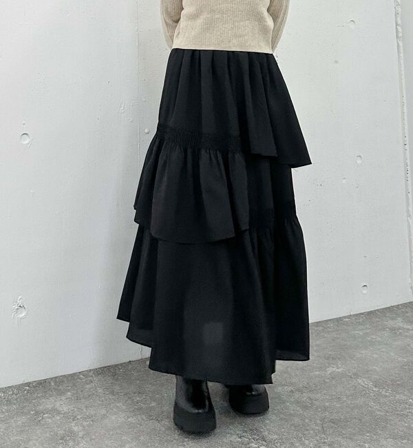 archives「マットサテンシャーリングティアードスカート」|スカート|