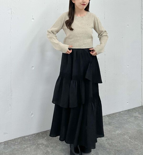 archives「マットサテンシャーリングティアードスカート」|スカート|