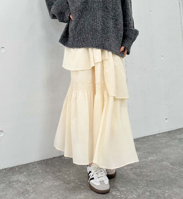 archives「マットサテンシャーリングティアードスカート」|スカート|