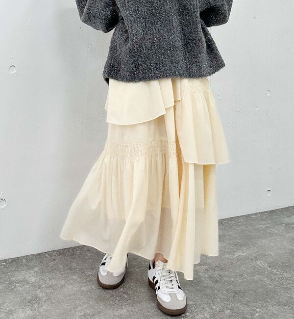 archives「マットサテンシャーリングティアードスカート」|スカート|
