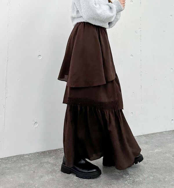 archives「マットサテンシャーリングティアードスカート」|スカート|