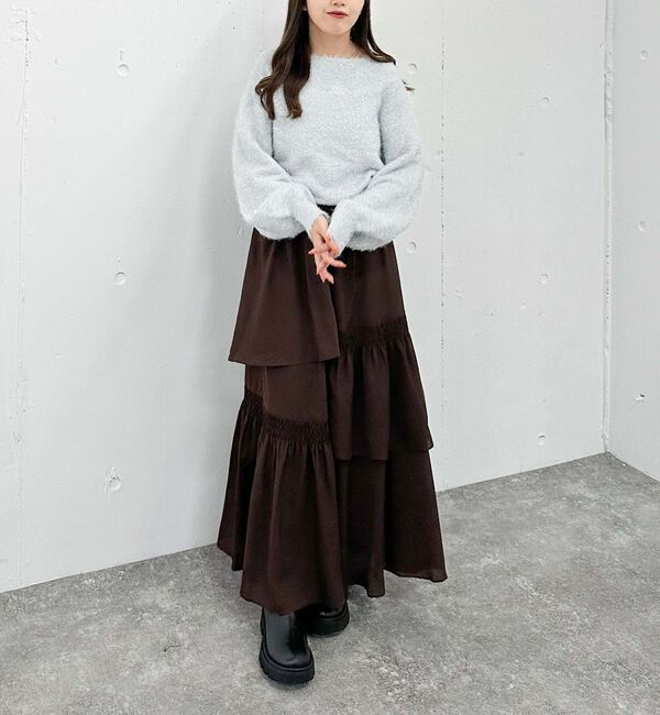 archives「マットサテンシャーリングティアードスカート」|スカート|