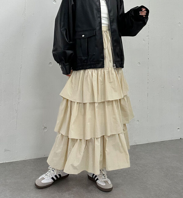 archives「ナイロン段ティアードスカート」|スカート|