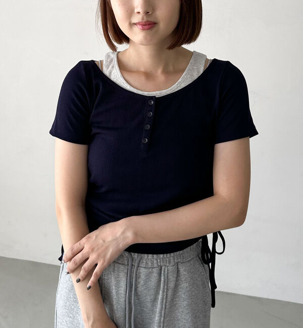 archives「レイヤード針抜きヘンリーＴＯＰＳ」|カーディガン|NAVY