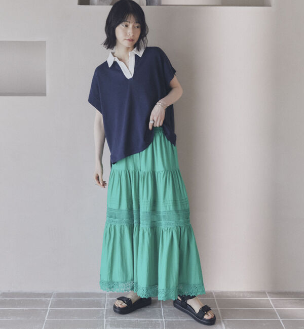 Doux archives「フレンチスリーブラガーニット」|ポロシャツ|