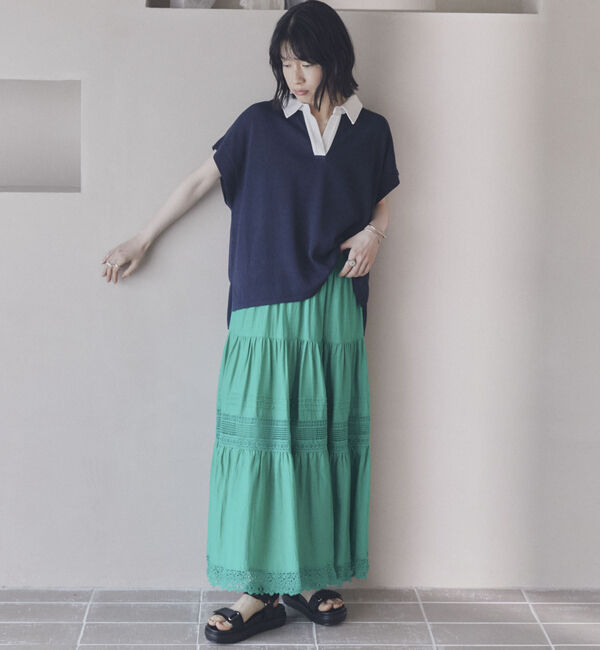 Doux archives「フレンチスリーブラガーニット」|ポロシャツ|