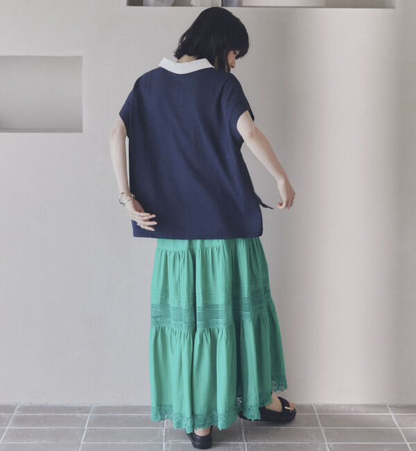 Doux archives「フレンチスリーブラガーニット」|ポロシャツ|