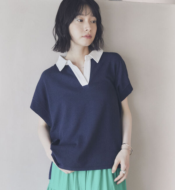 Doux archives「フレンチスリーブラガーニット」|ポロシャツ|