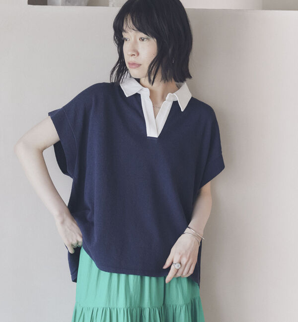 Doux archives「フレンチスリーブラガーニット」|ポロシャツ|