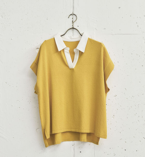 Doux archives「フレンチスリーブラガーニット」|ポロシャツ|YELLOW