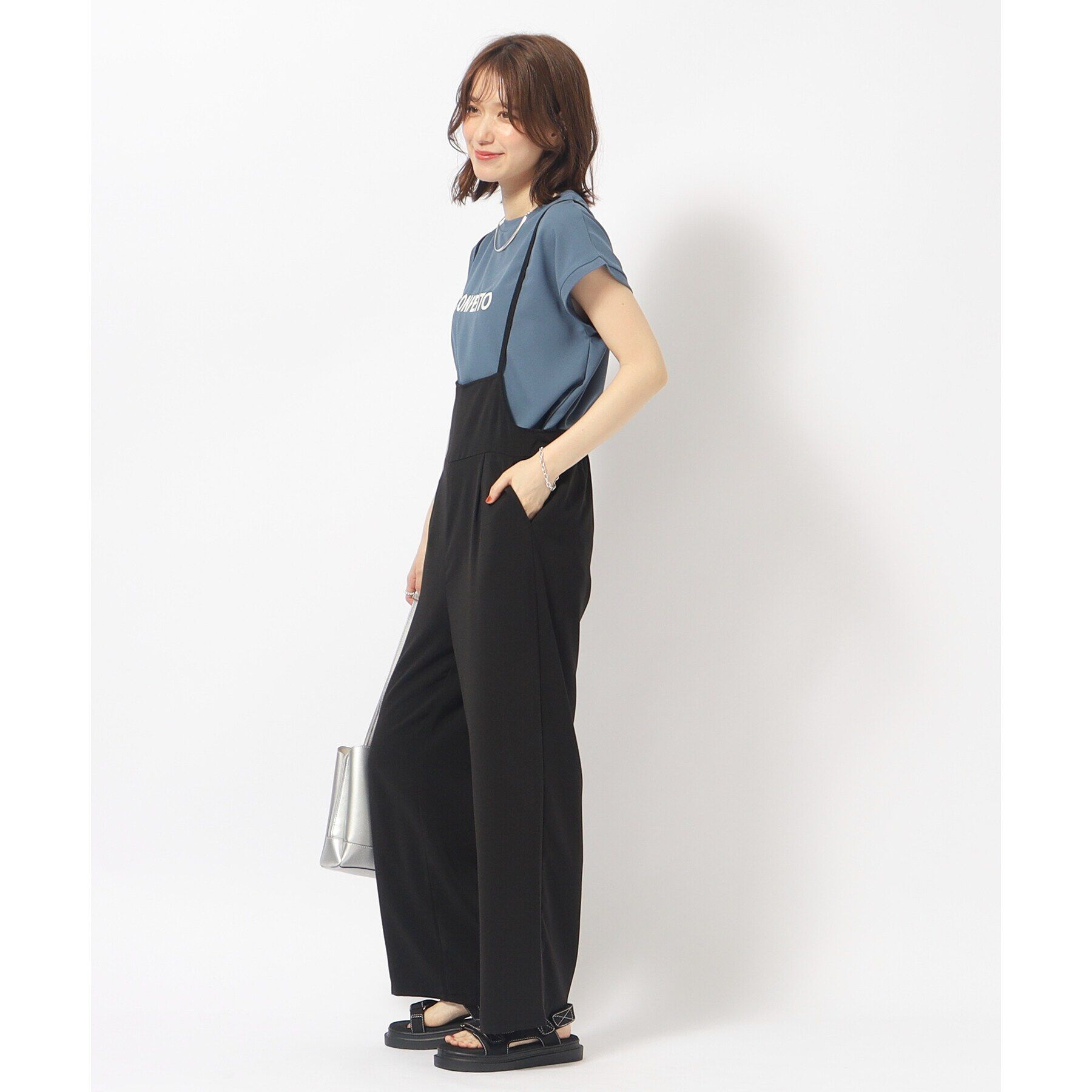 SHOO･LA･RUE「大人のフェミニンカジュアルに シアージョーゼットロゴTシャツ」|Tシャツ・カットソー|