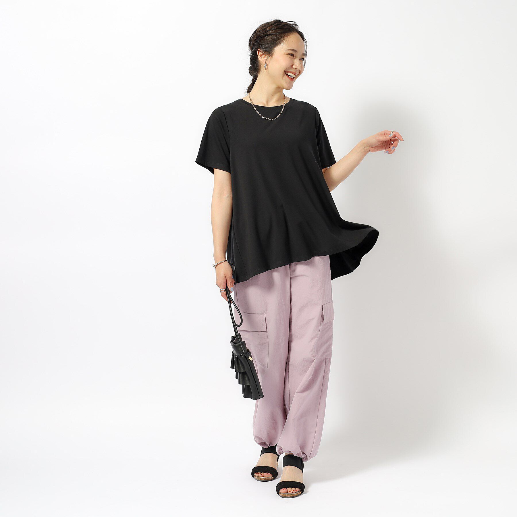 SHOO･LA･RUE「【UV】後ろ姿で魅せる とろみバックデザイントップス」|Tシャツ・カットソー|