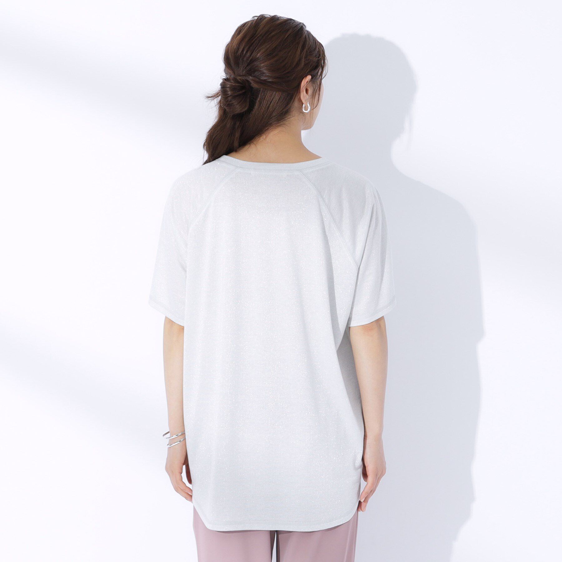 SHOO･LA･RUE「【セットアップ可】きらっとラメが華やか ステッチゆるトップス」|Tシャツ・カットソー|