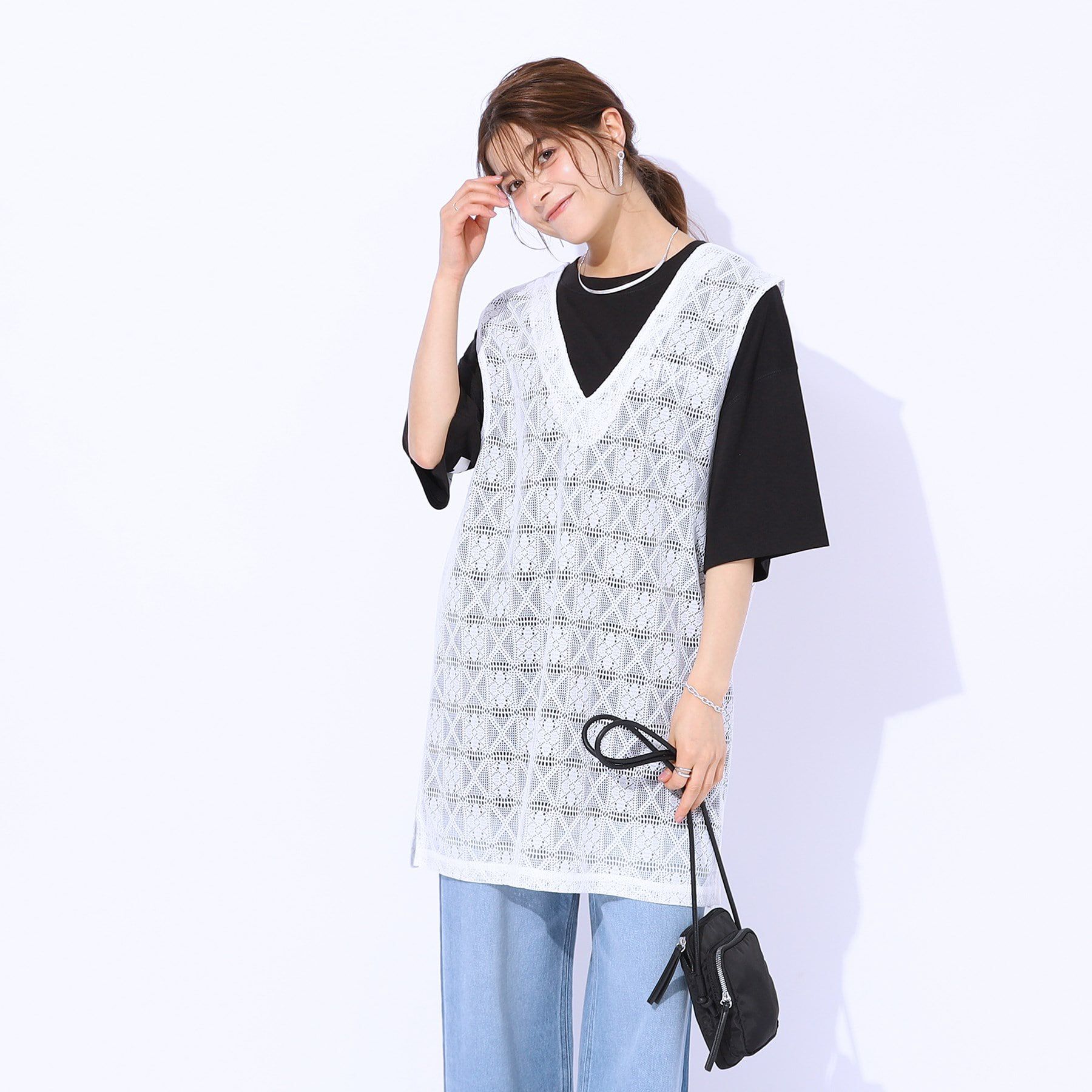 SHOO･LA･RUE「【前後2WAY】コーデのアクセントに ミドル丈レースジレ」|ベスト・ジレ|