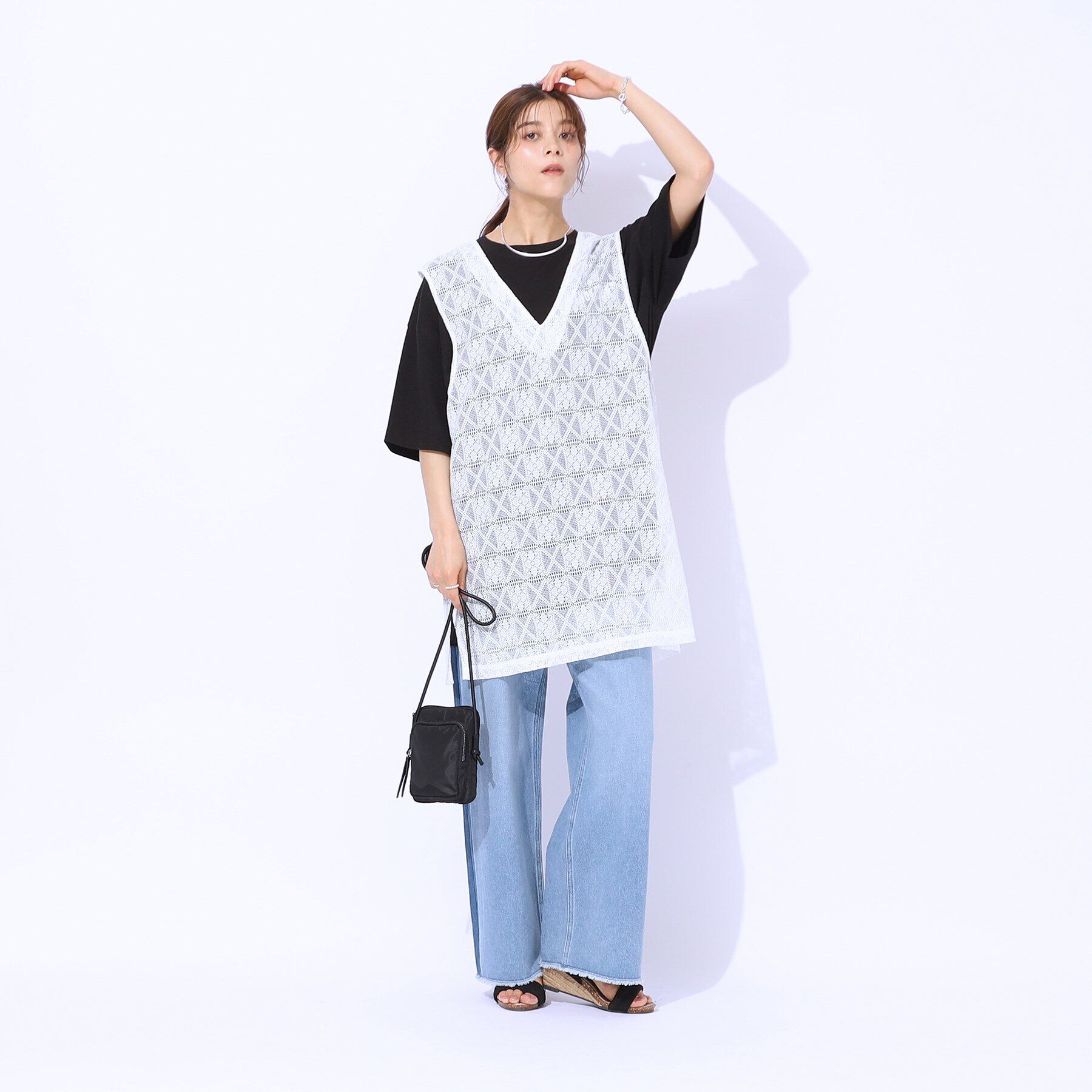 SHOO･LA･RUE「【前後2WAY】コーデのアクセントに ミドル丈レースジレ」|ベスト・ジレ|