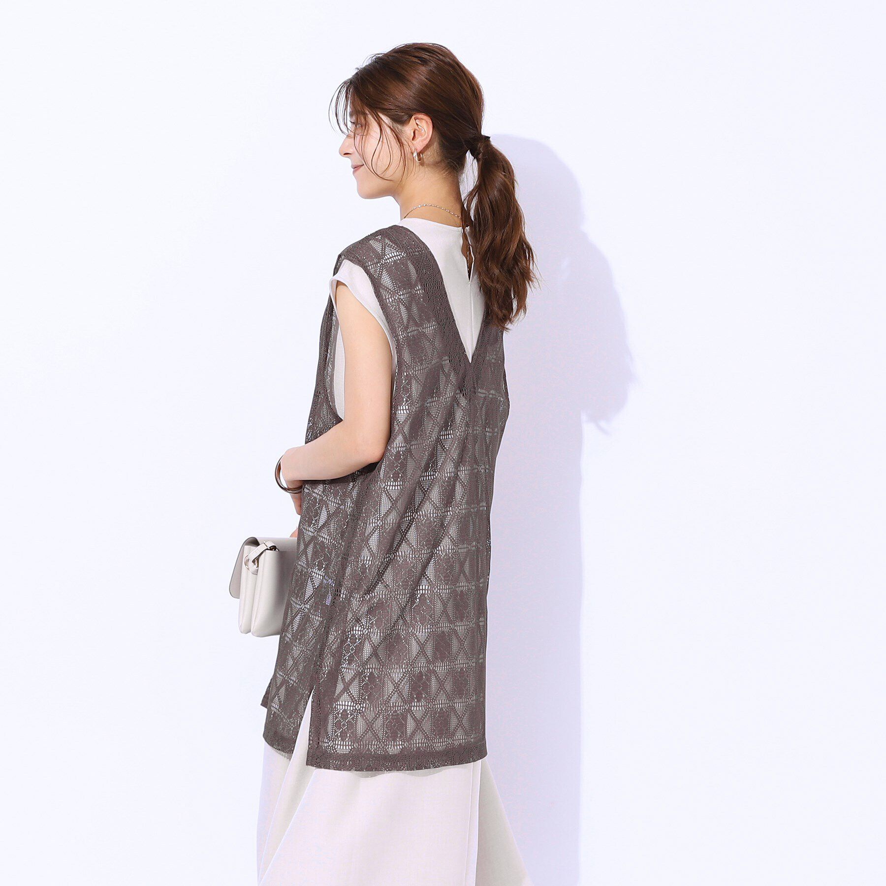 SHOO･LA･RUE「【前後2WAY】コーデのアクセントに ミドル丈レースジレ」|ベスト・ジレ|